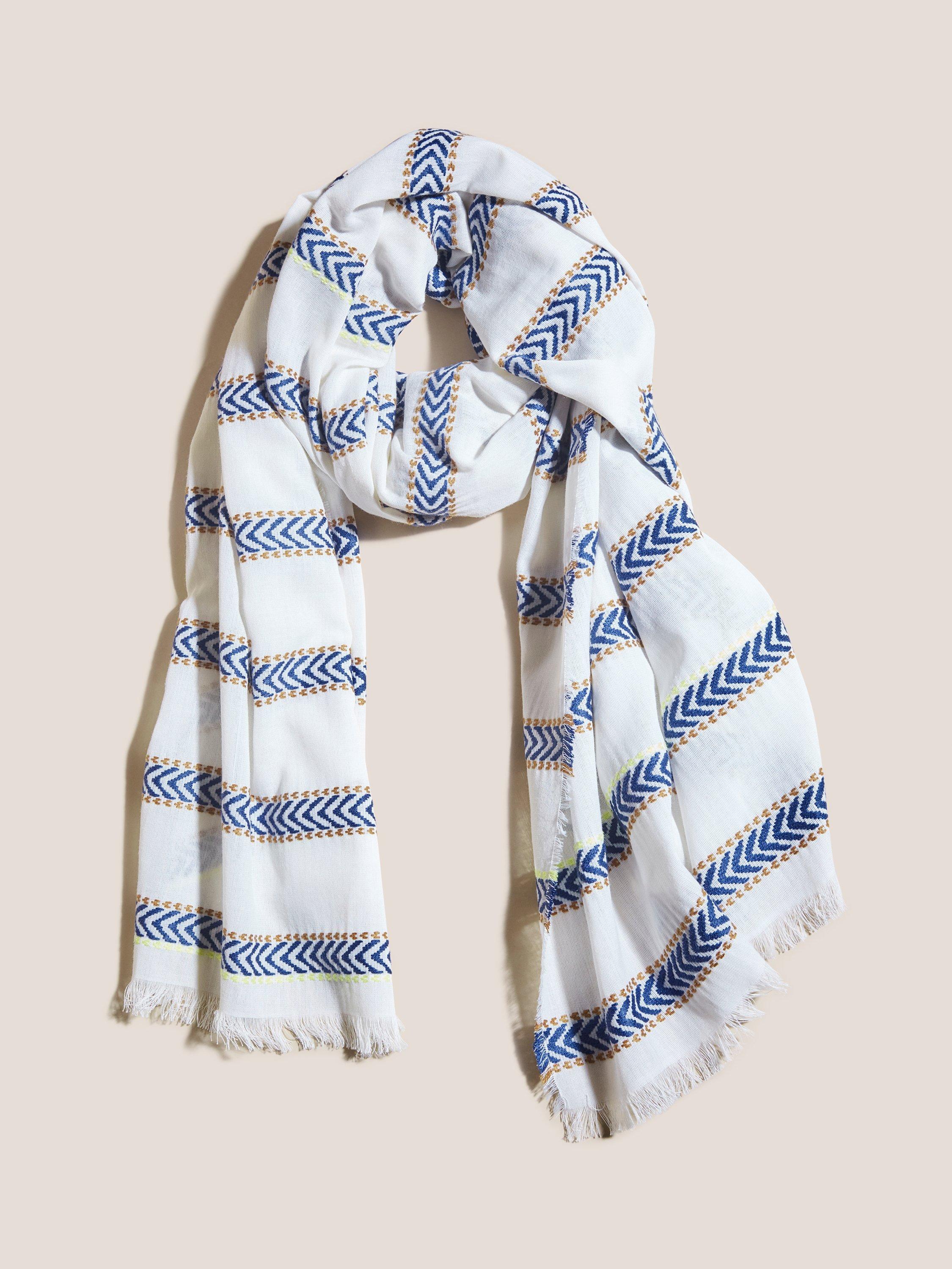 White Stuff Stripe Chevron Scarf, Multi