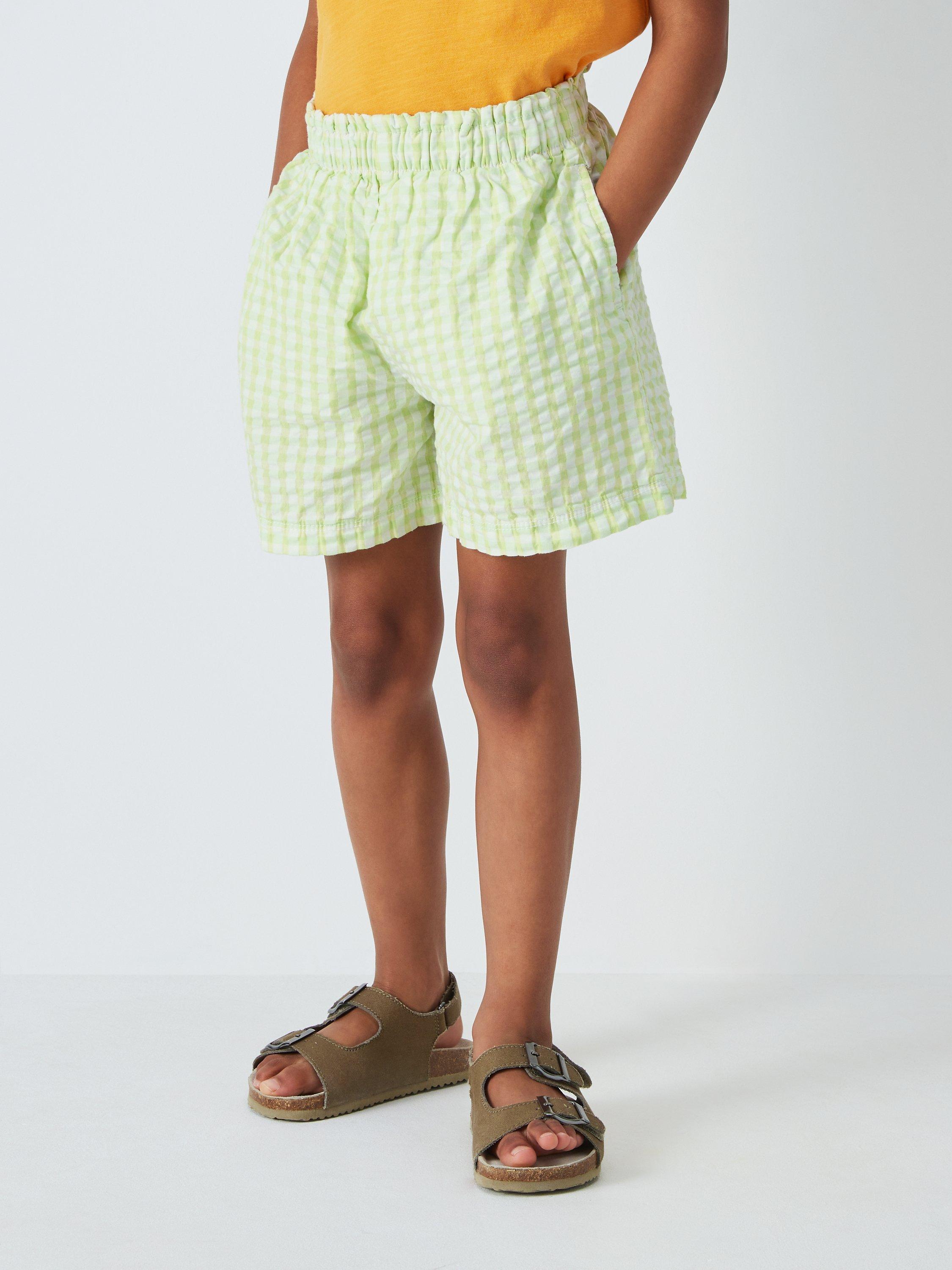 John Lewis ANYDAY Kids' Cotton Gingham Woven Shorts, Green