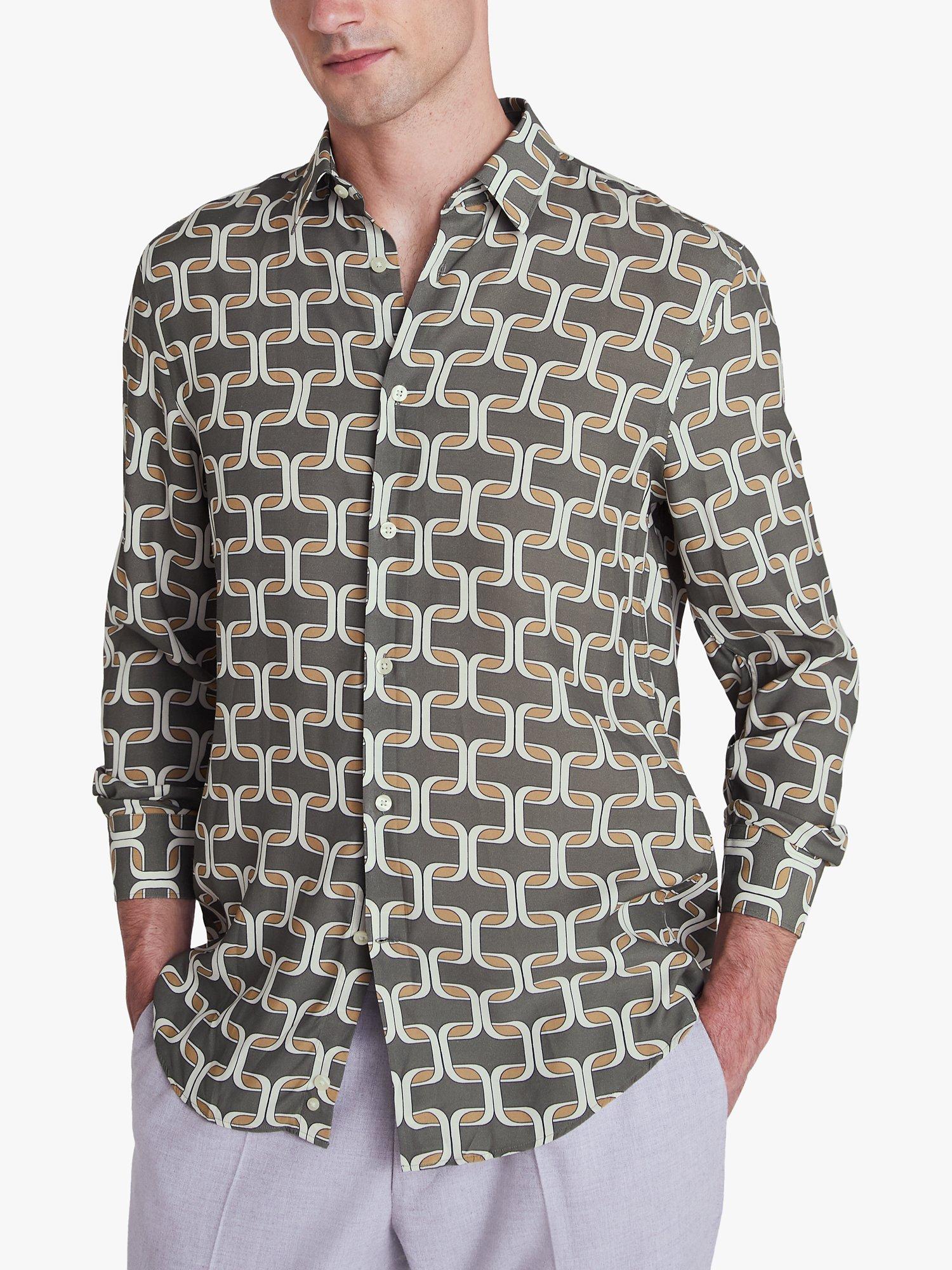 Moss Light Chain Print Shirt, Khaki