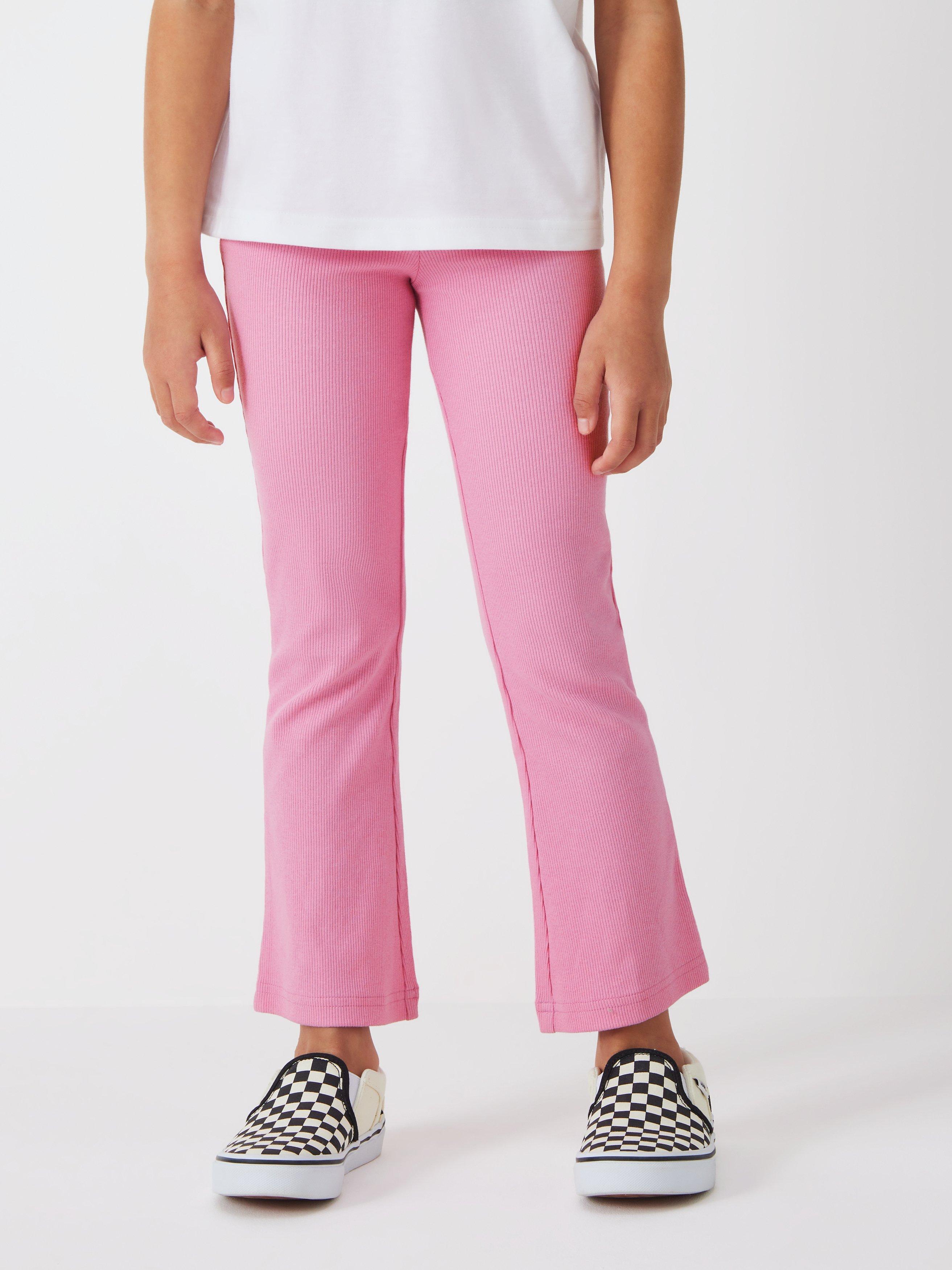 John Lewis ANYDAY Ribbed Flared Trousers, Pink
