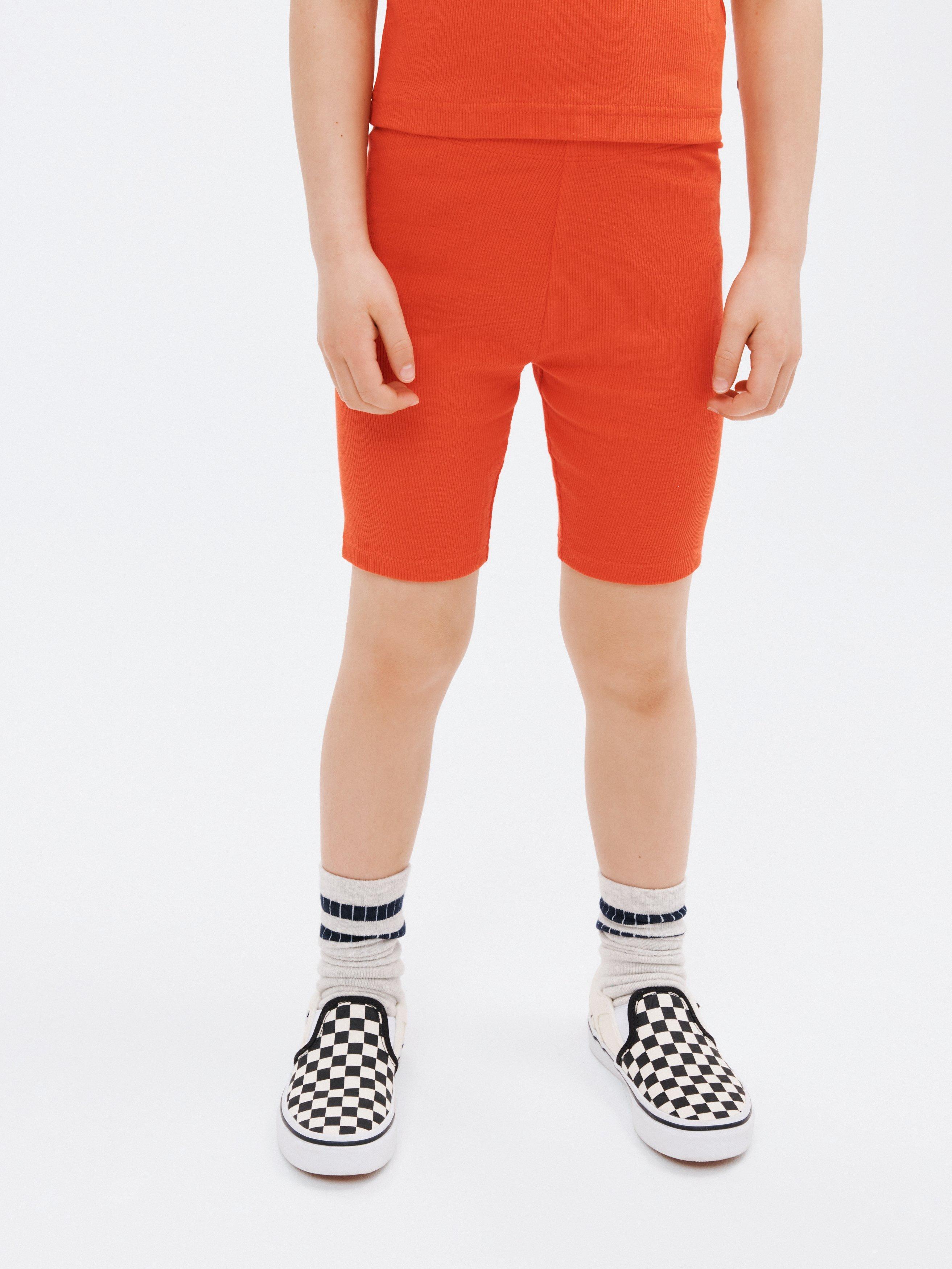 John Lewis ANYDAY Kids' Ribbed Cycle Shorts, Red