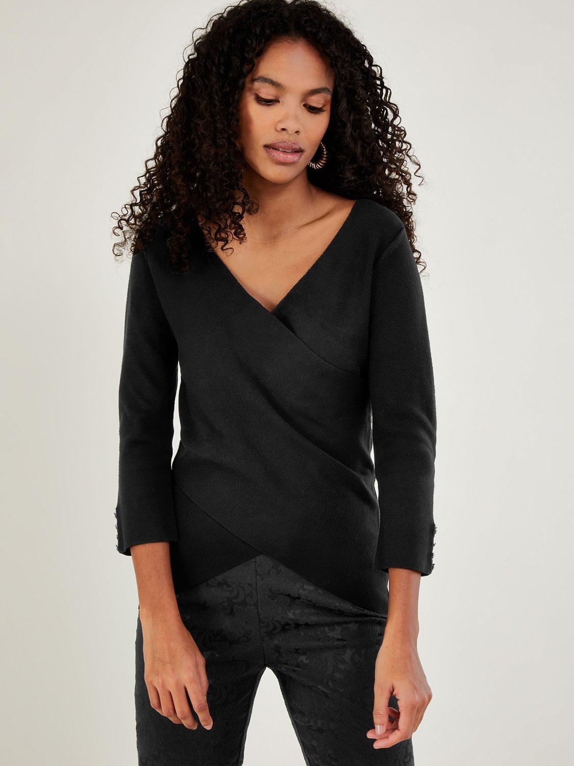 Monsoon Smart Wrap Jumper, Black