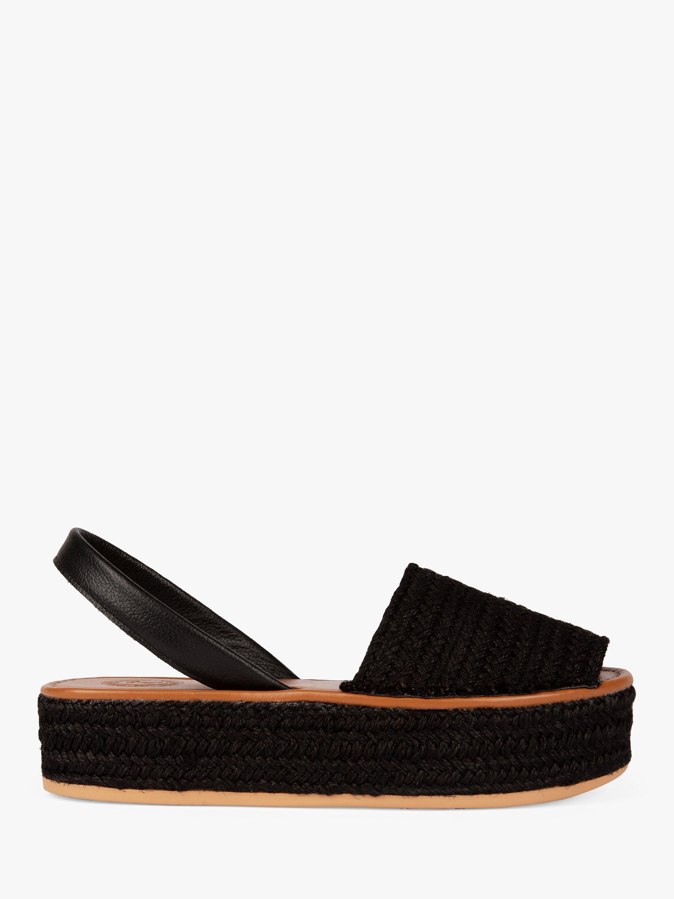 Penelope Chilvers Plaited Jute Flatform Sandals, Black
