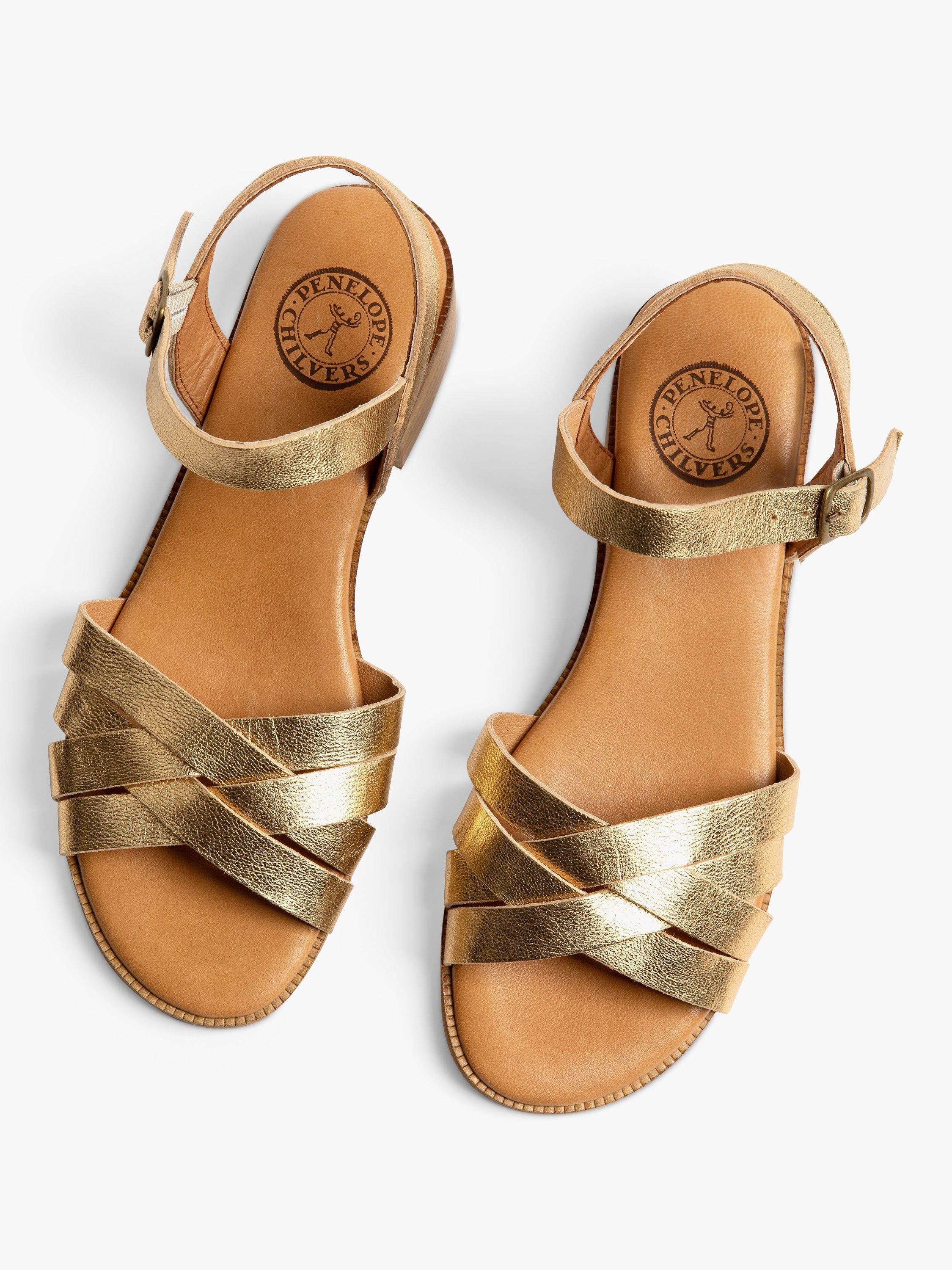 Product image 3 of 5, which shows Penelope Chilvers Shepherdess Leather Sandals, Gold, 4