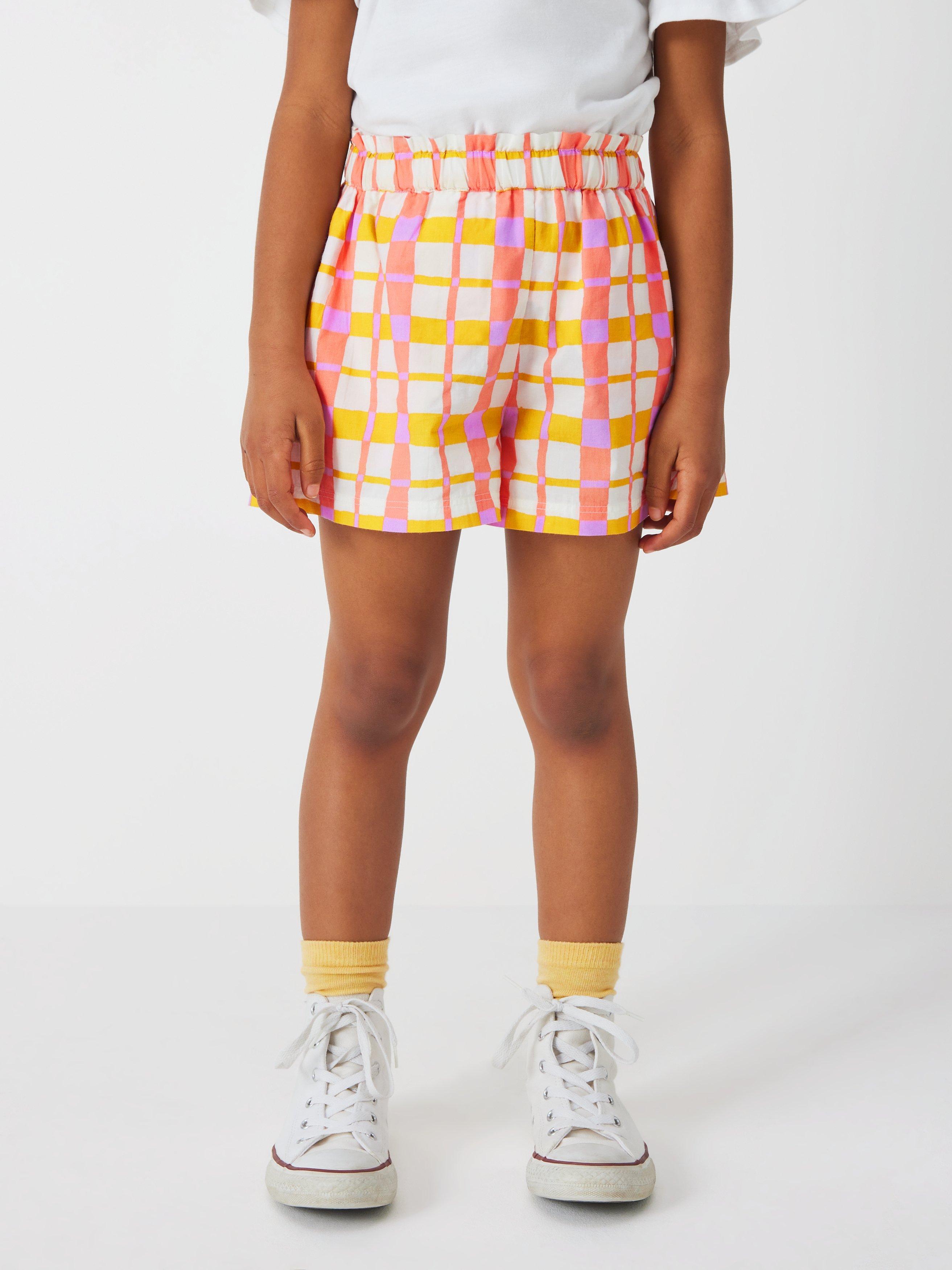 John Lewis ANYDAY Kids' Check Culotte Shorts, Pink