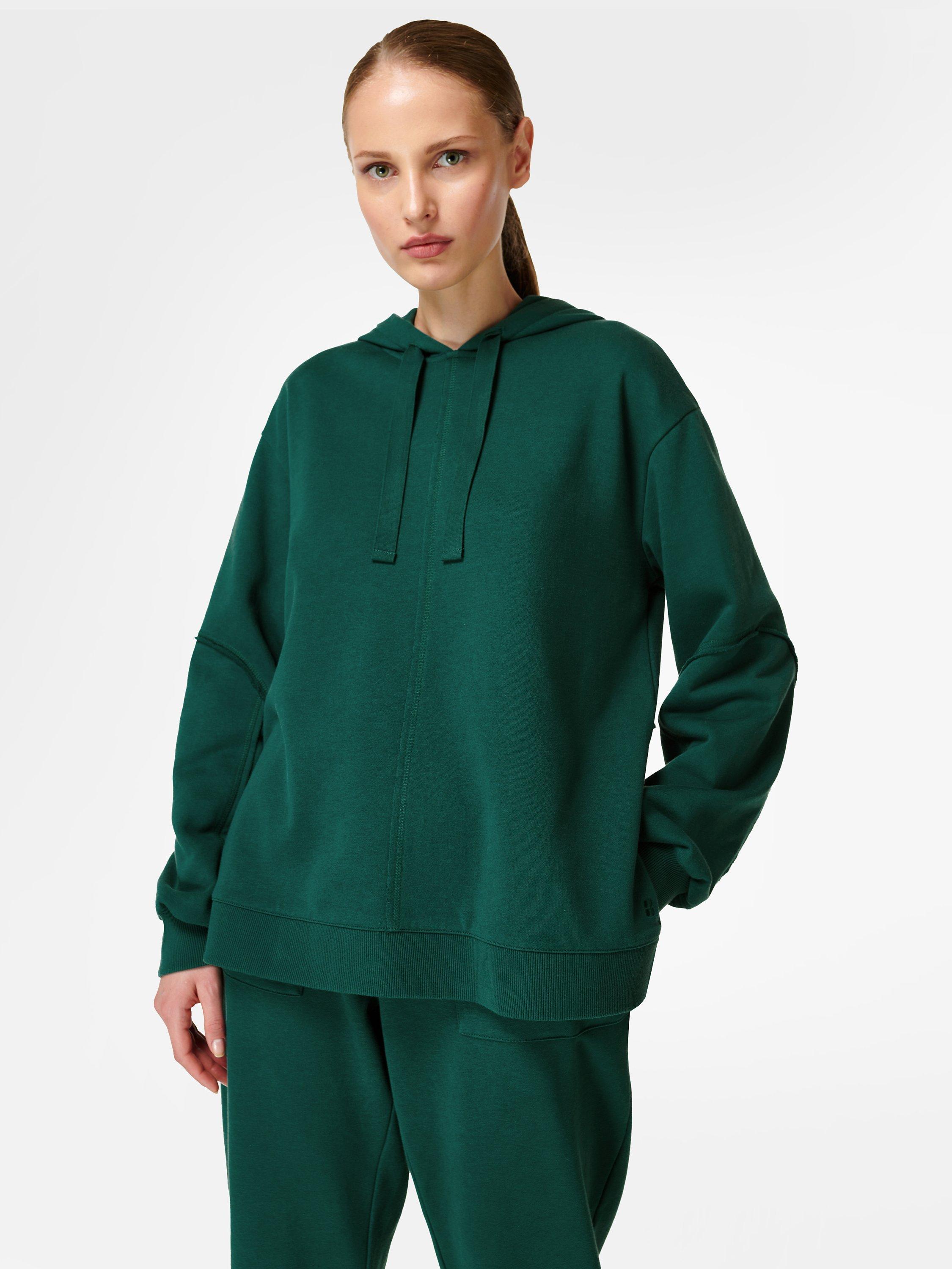 Sweaty Betty Revive Drop Shoulder Hoodie, Deep Emerald Green