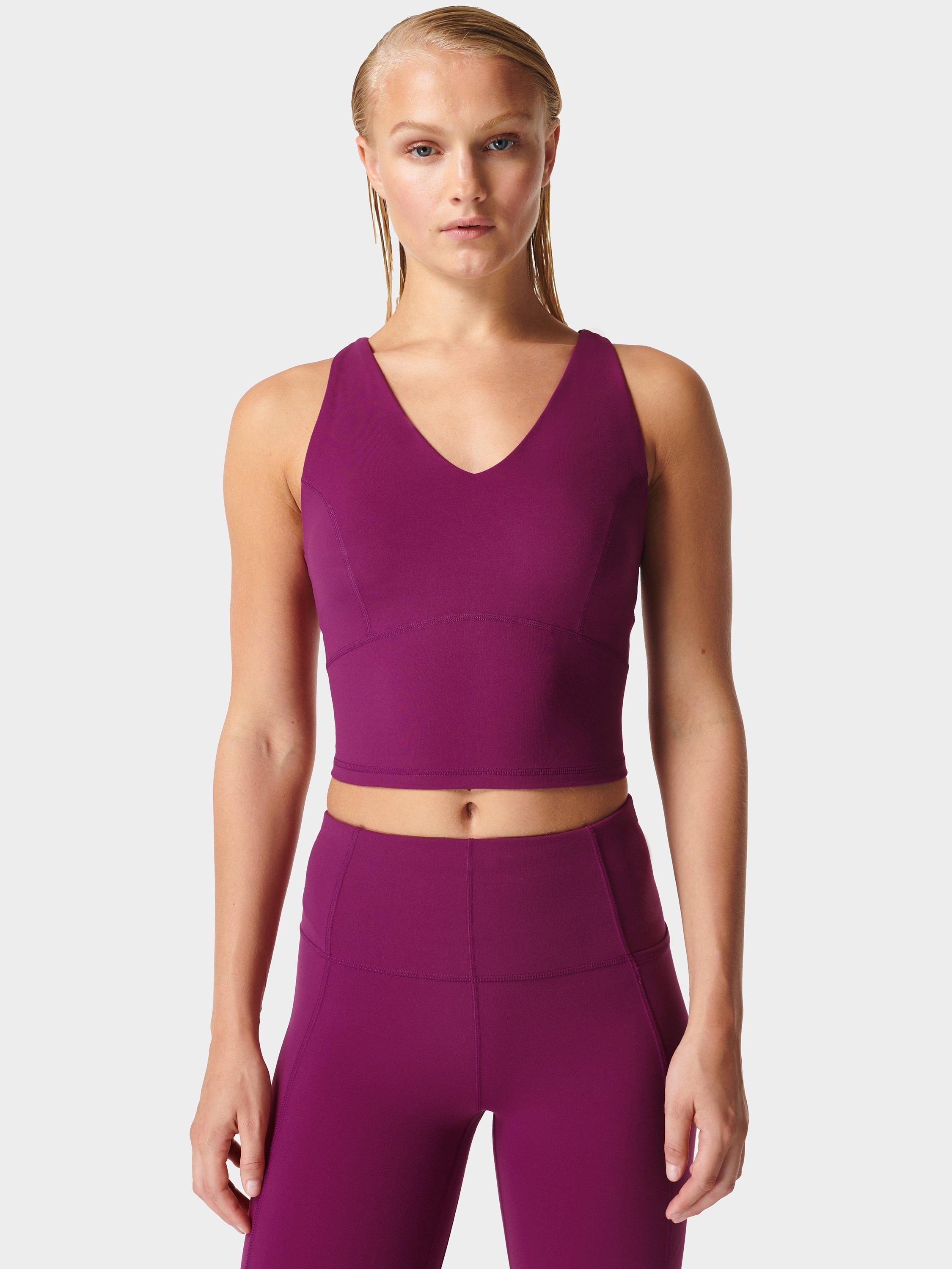 Sweaty Betty Super Soft Crop Strappy Back Gym Vest, Amaranth Pink