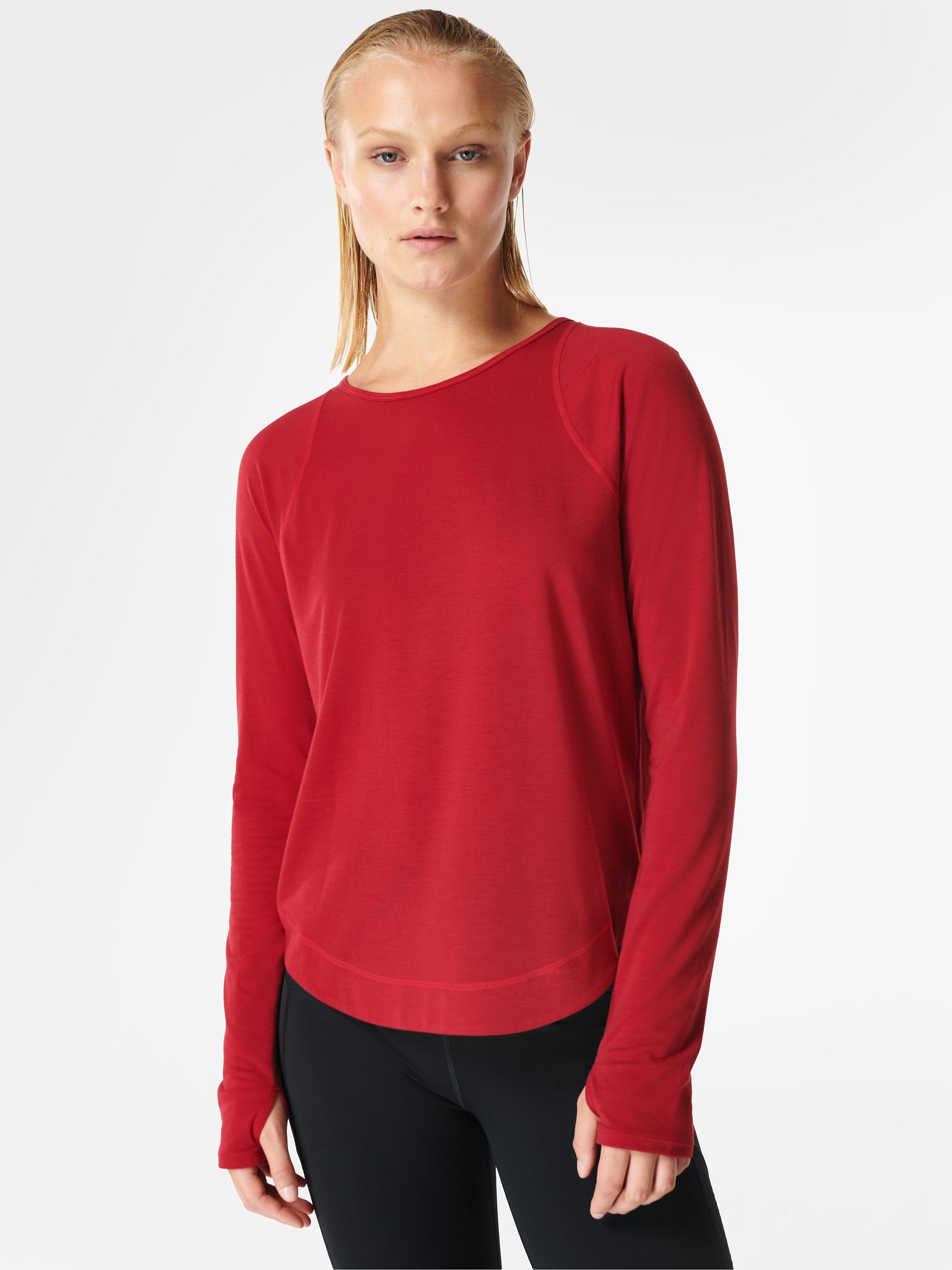 Sweaty Betty Breathe Easy Long Sleeve Top, Vine Red