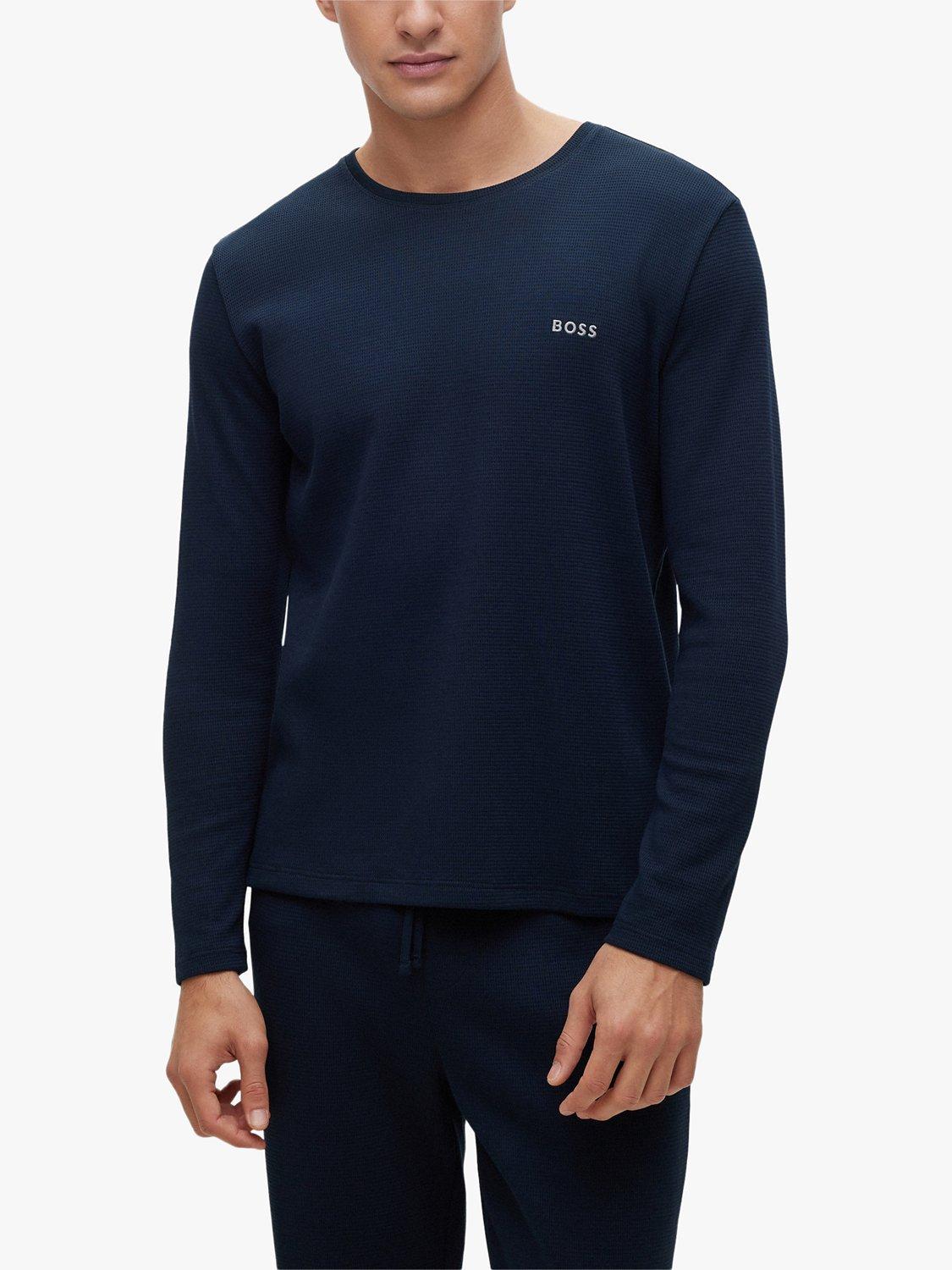 BOSS Waffle Long Sleeve Lounge Top, Navy