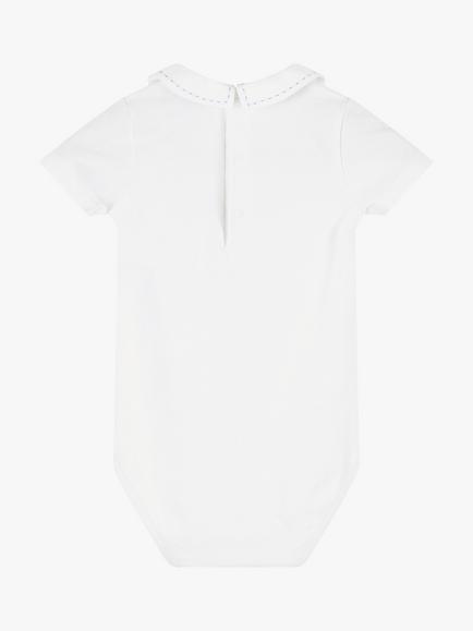 Trotters Baby Monty Stitched Eton Collar Jersey Bodysuit - view 2, White/Pale Blue