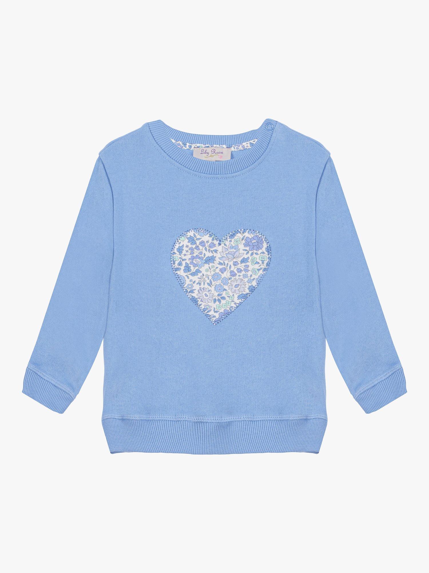 Trotters Baby D'Anjo Print Heart Appliqué Sweatshirt, Blue