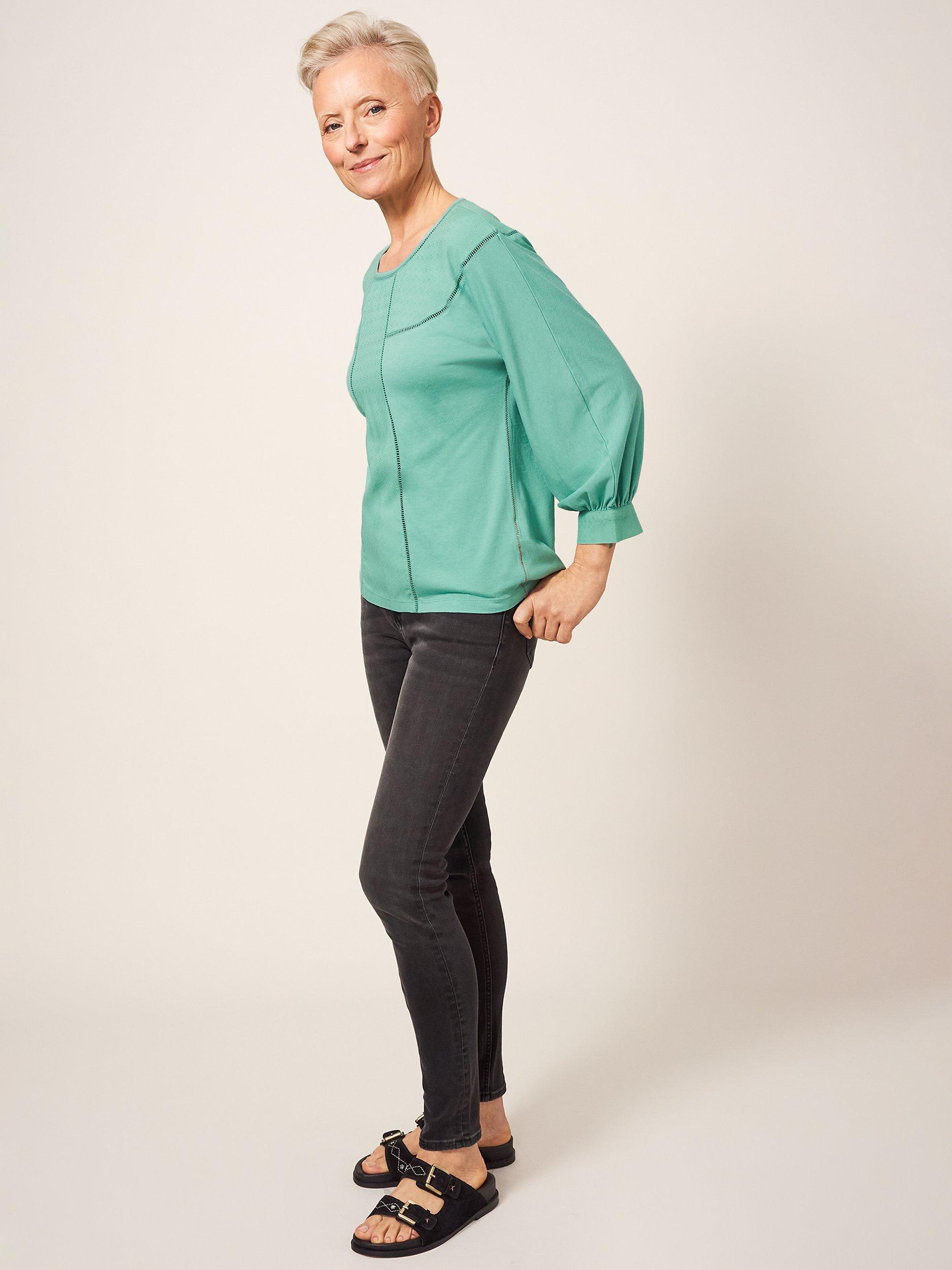 White Stuff Mollie Cotton Blend Top, Teal