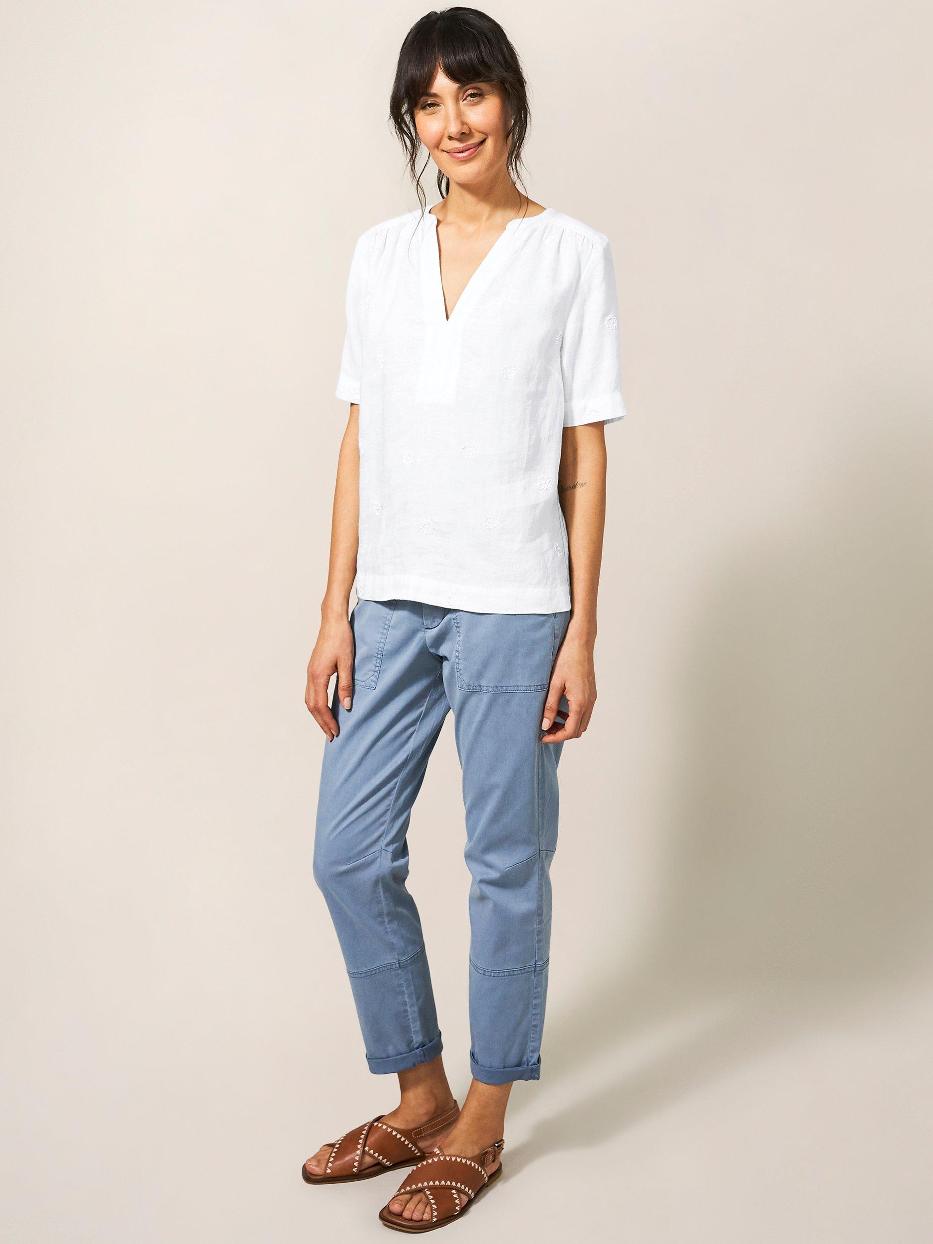 White Stuff June Linen Top, White