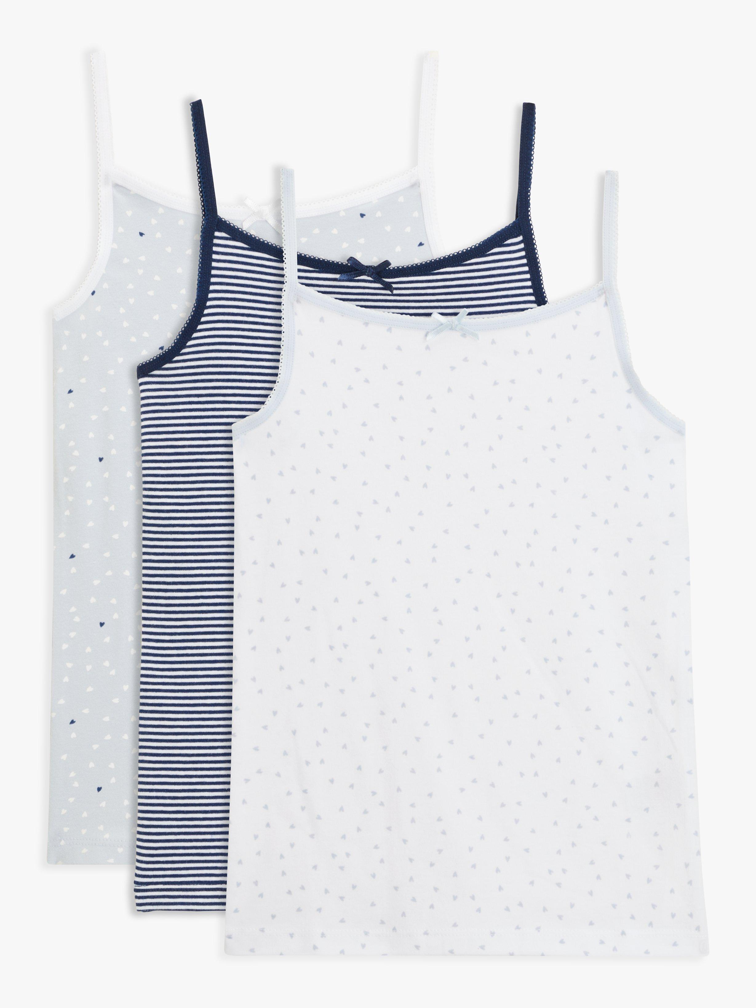 John Lewis Kids' Heart & Stripe Vest, Pack of 3, Multi