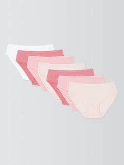 John Lewis Kids' Picot Trim Cotton Briefs, Pack of 7, Pinks