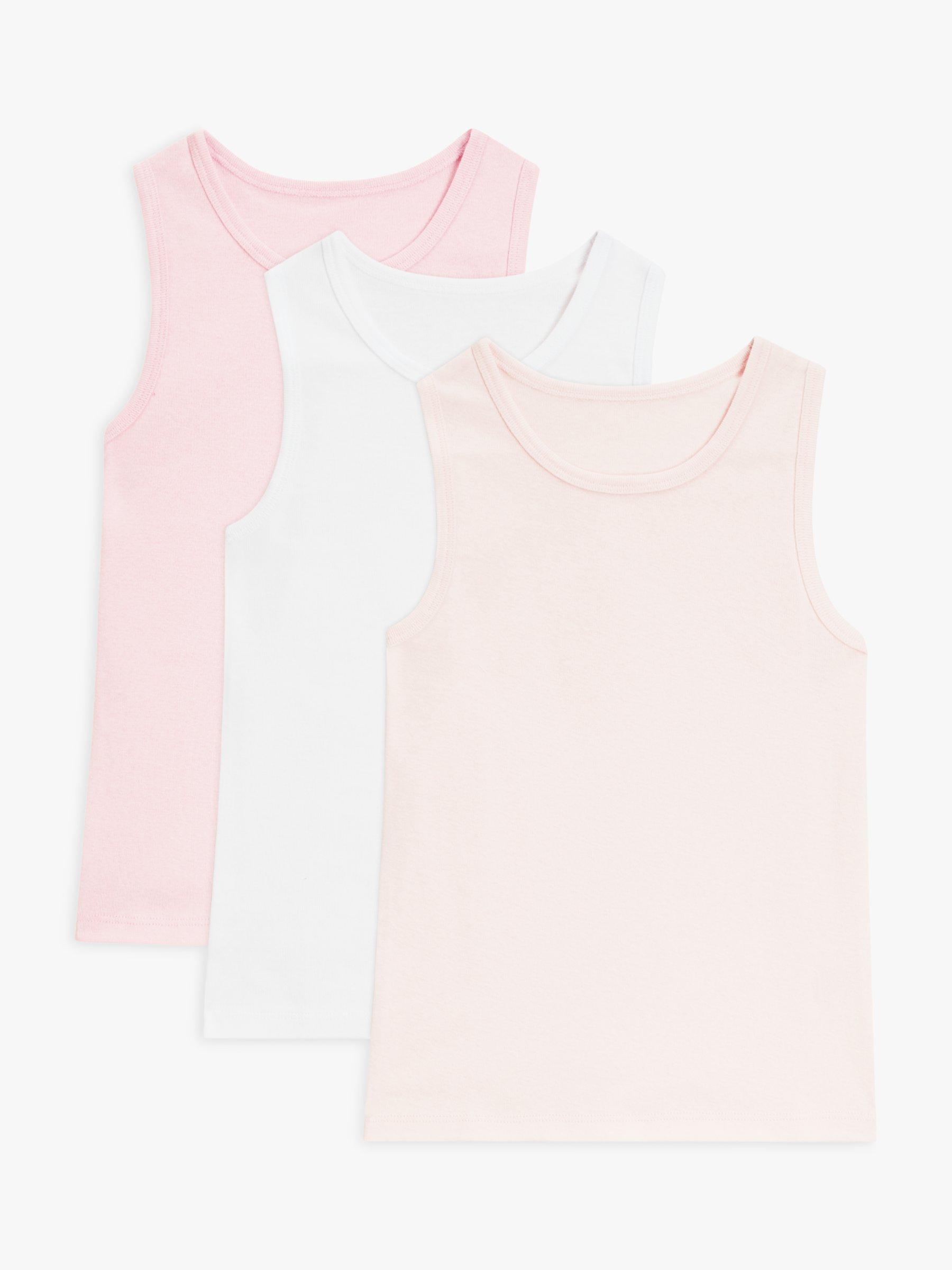 John Lewis ANYDAY Kids Vest Tops, Pack of 3, Pink