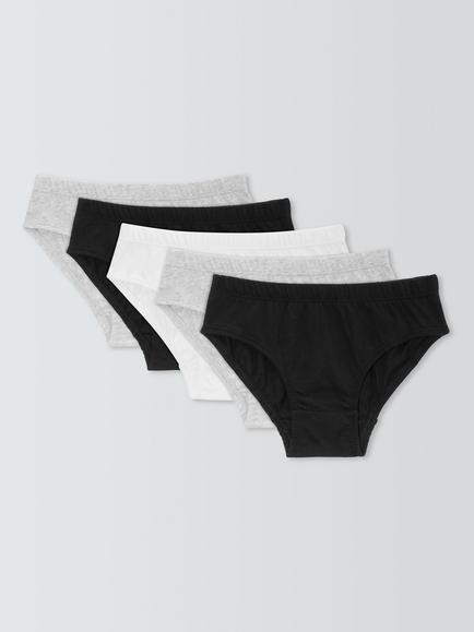 John Lewis Kids' Pants, Pack of 5, Black/White/Grey, Black/White/Grey