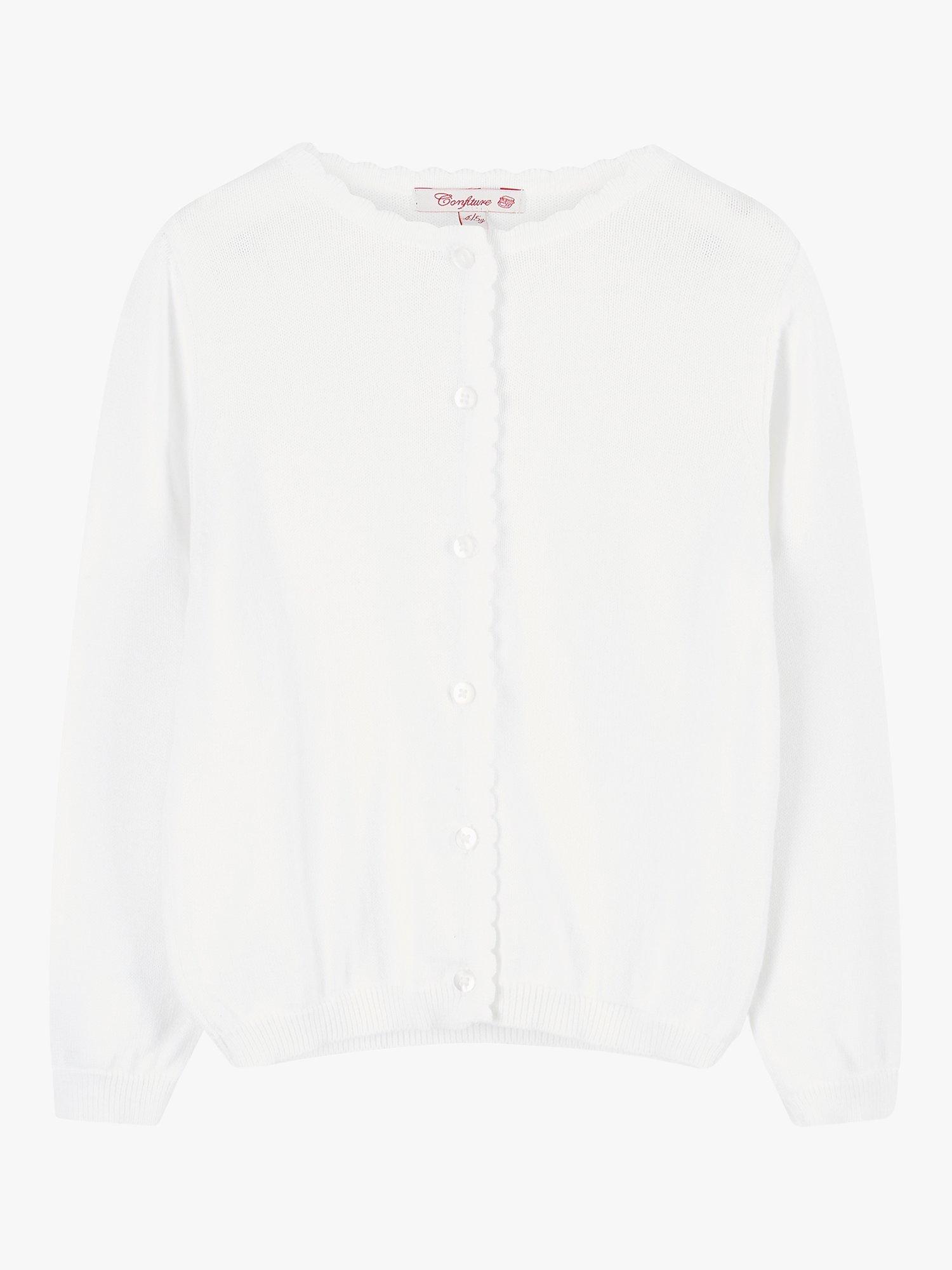 Trotters Kids' Scalloped Edge Cardigan, White