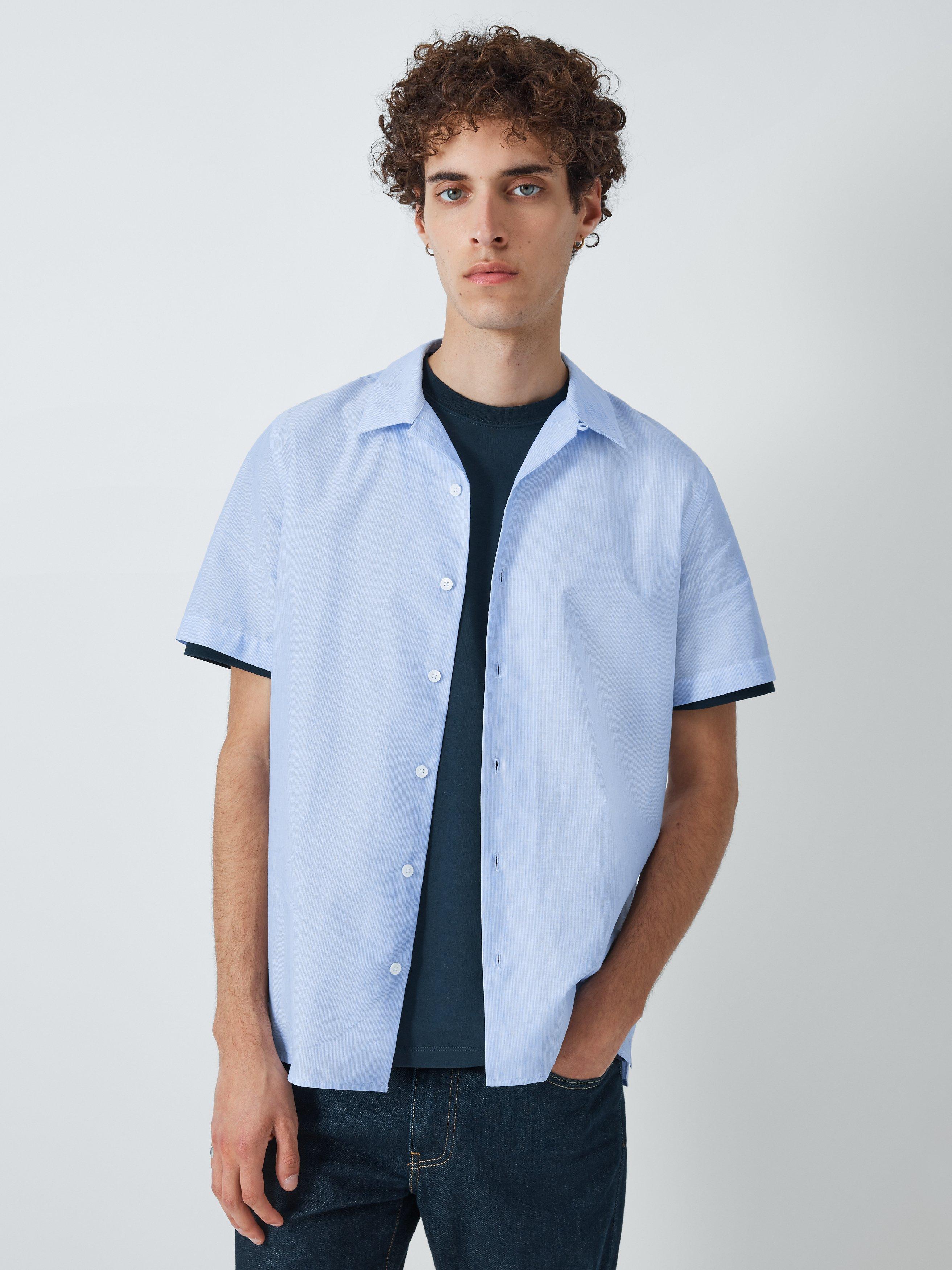 PS Paul Smith Casual Fit Short Sleeve Revere Collar Shirt, Blue, XXL
