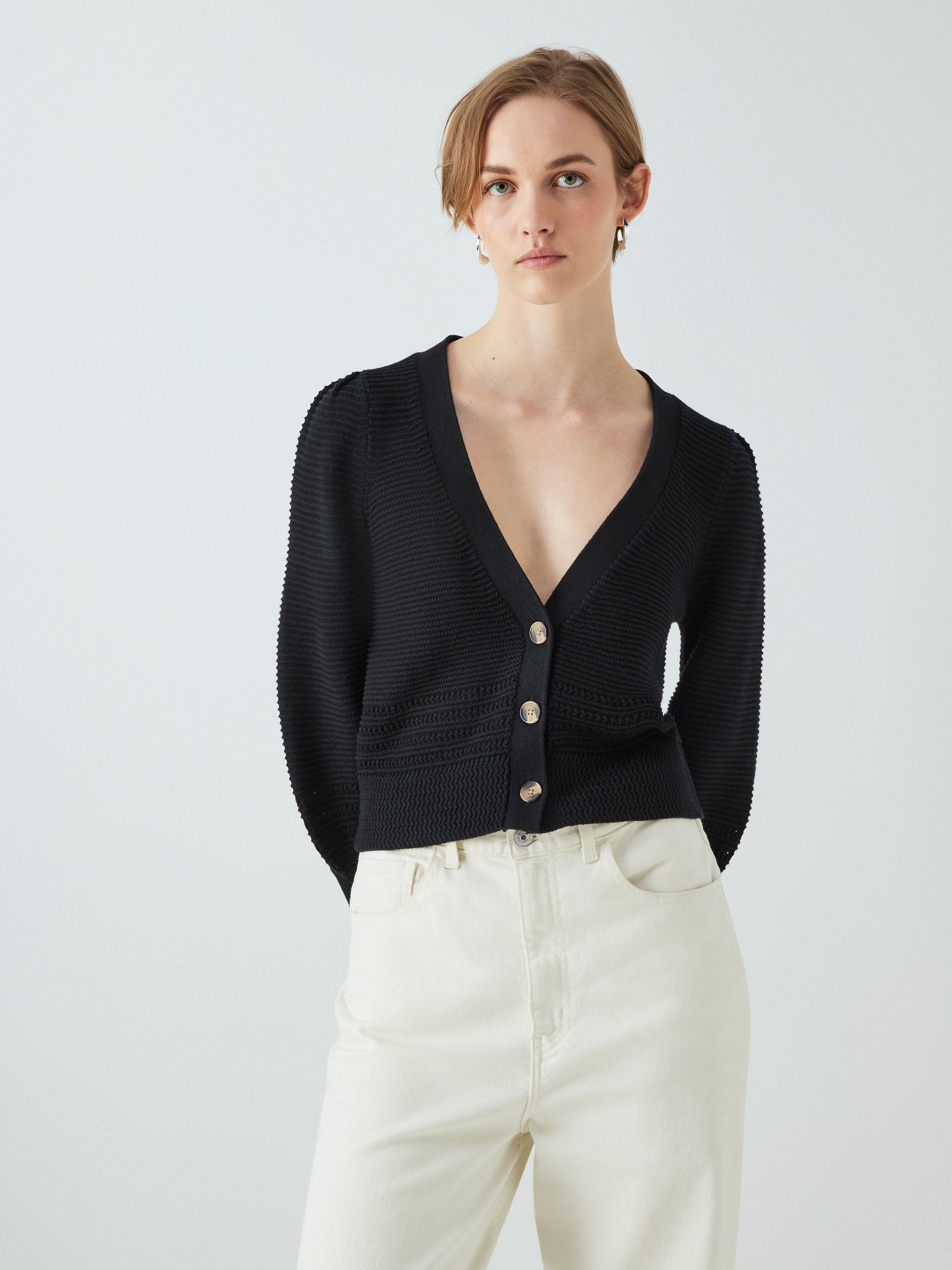 John Lewis Mixed Stitch Cardigan, Black