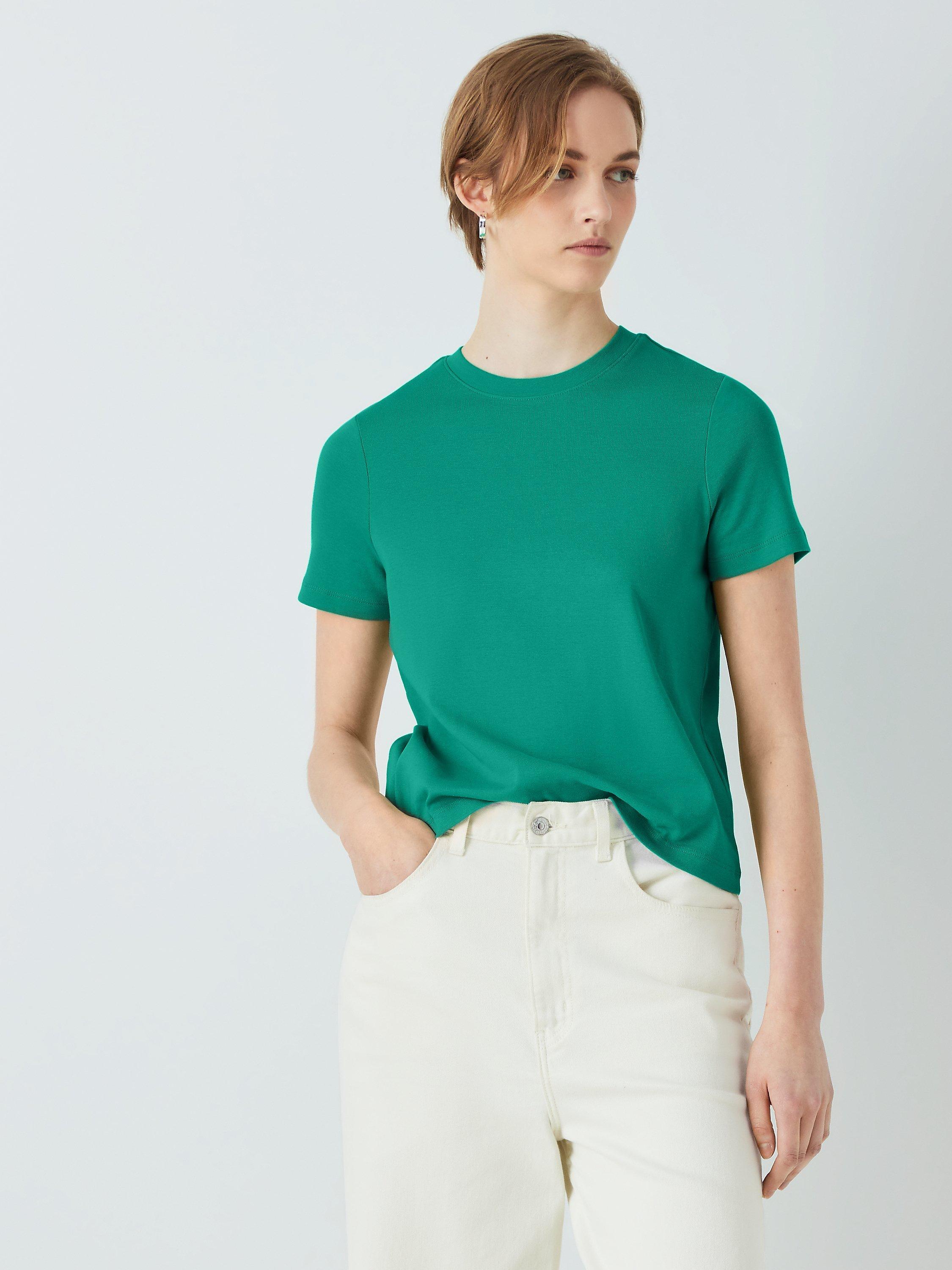 John Lewis Organic Cotton Short Sleeve Crew Neck T-Shirt, Parakeet
