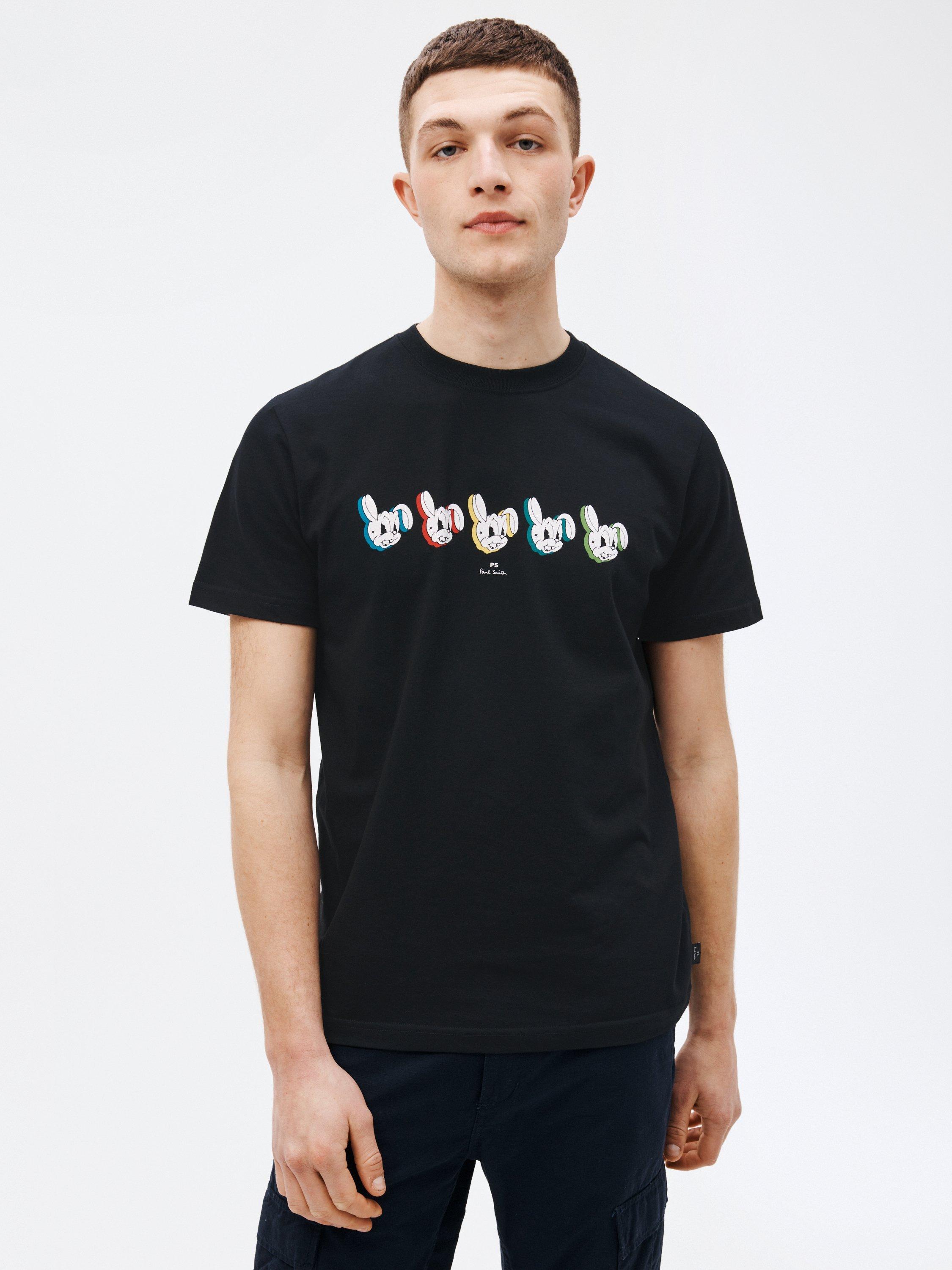 Paul Smith Multi Rabbits Organic Cotton T-Shirt, Black