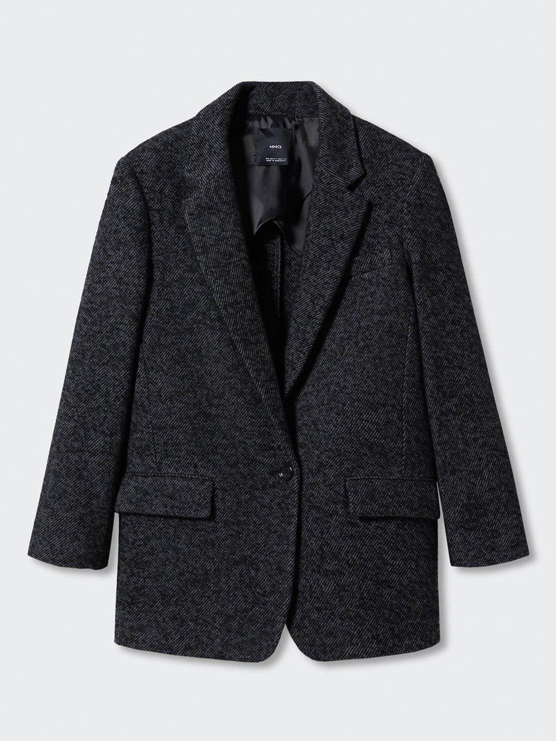 Mango Martita Tailored Cotton and Wool Blend Blazer, Grey