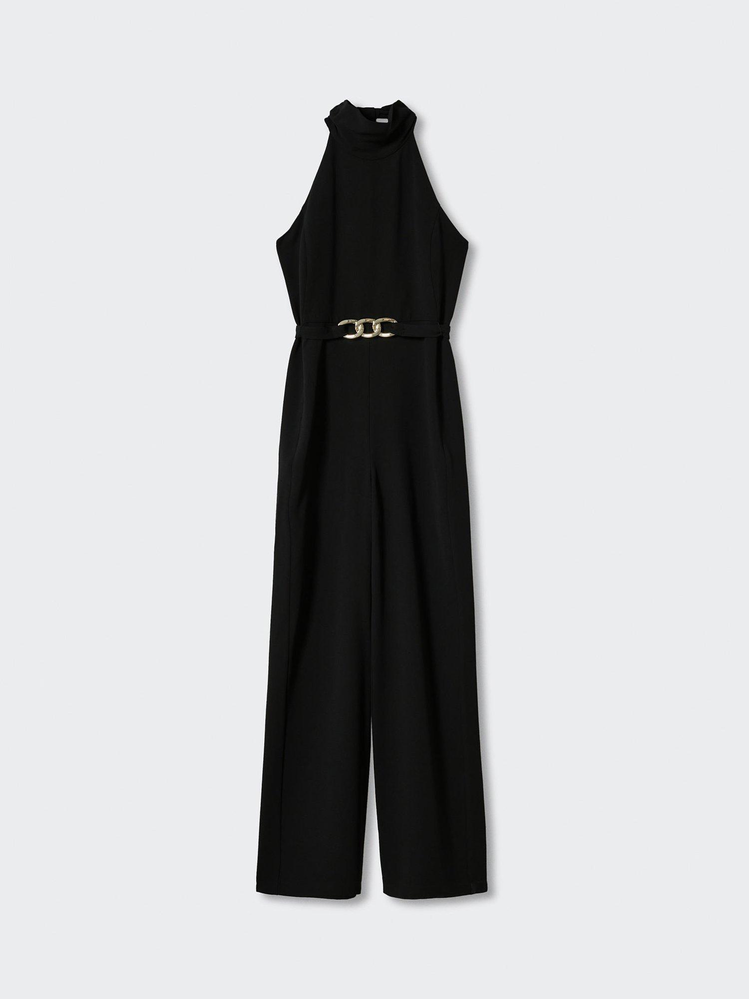 Product image 4 of 4, which shows Mango Cuca Halter Neck Jumpsuit, Black, S