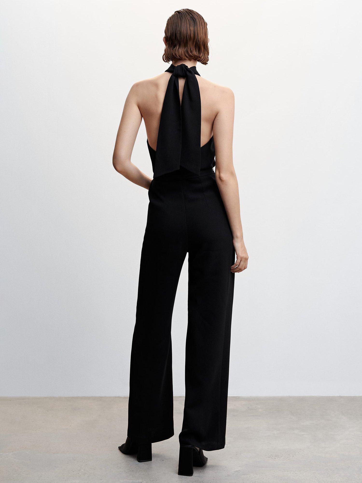 Product image 2 of 4, which shows Mango Cuca Halter Neck Jumpsuit, Black, S
