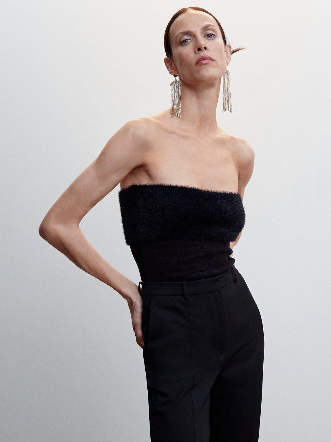 Mango Peggy Sleeveless Top, Black