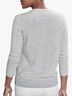 Pure Collection Crew Neck Cashmere Cardigan - view 2, Grey