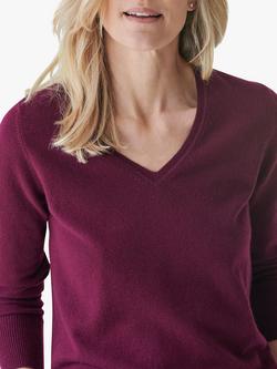 Pure Collection Cashmere V-Neck Jumper - view 2, Merlot