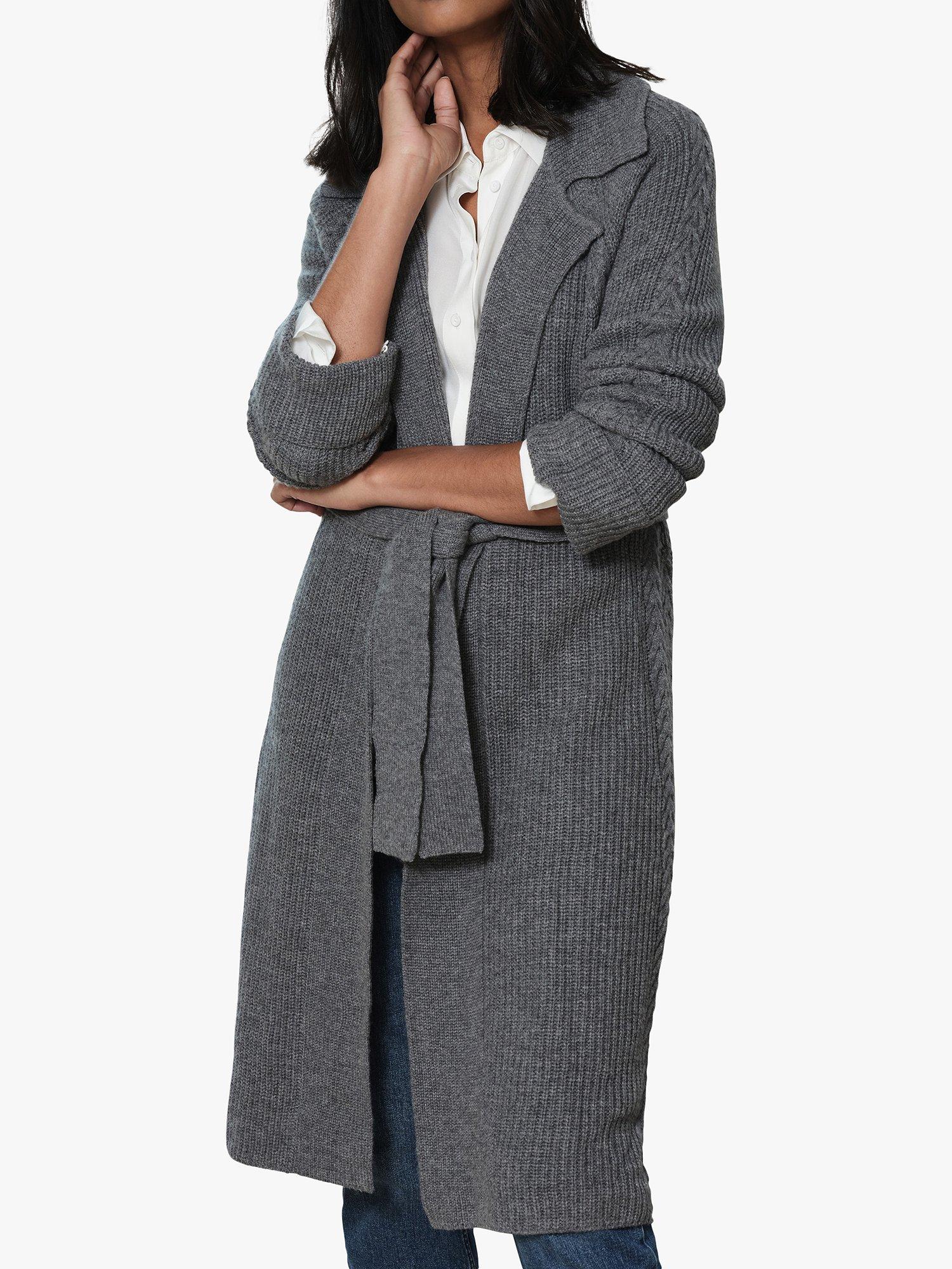 Product image 1 of 3, which shows Pure Collection Cashmere Collar Cardigan, Charcoal, S
