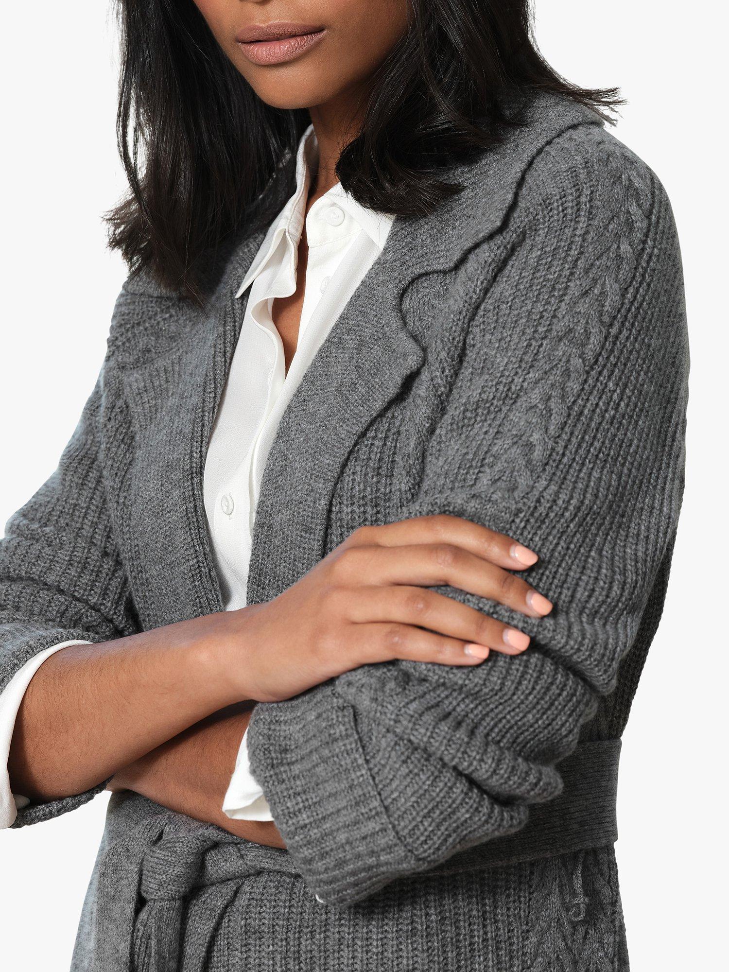 Product image 3 of 3, which shows Pure Collection Cashmere Collar Cardigan, Charcoal, S