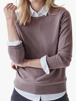 Pure Collection Cashmere Crew Neck Jumper, Light Brown