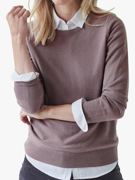 Pure Collection Cashmere Crew Neck Jumper, Light Brown