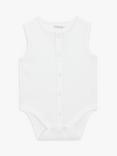 John Lewis Baby GOTS Organic Sleeveless Adaptive Bodysuit, White