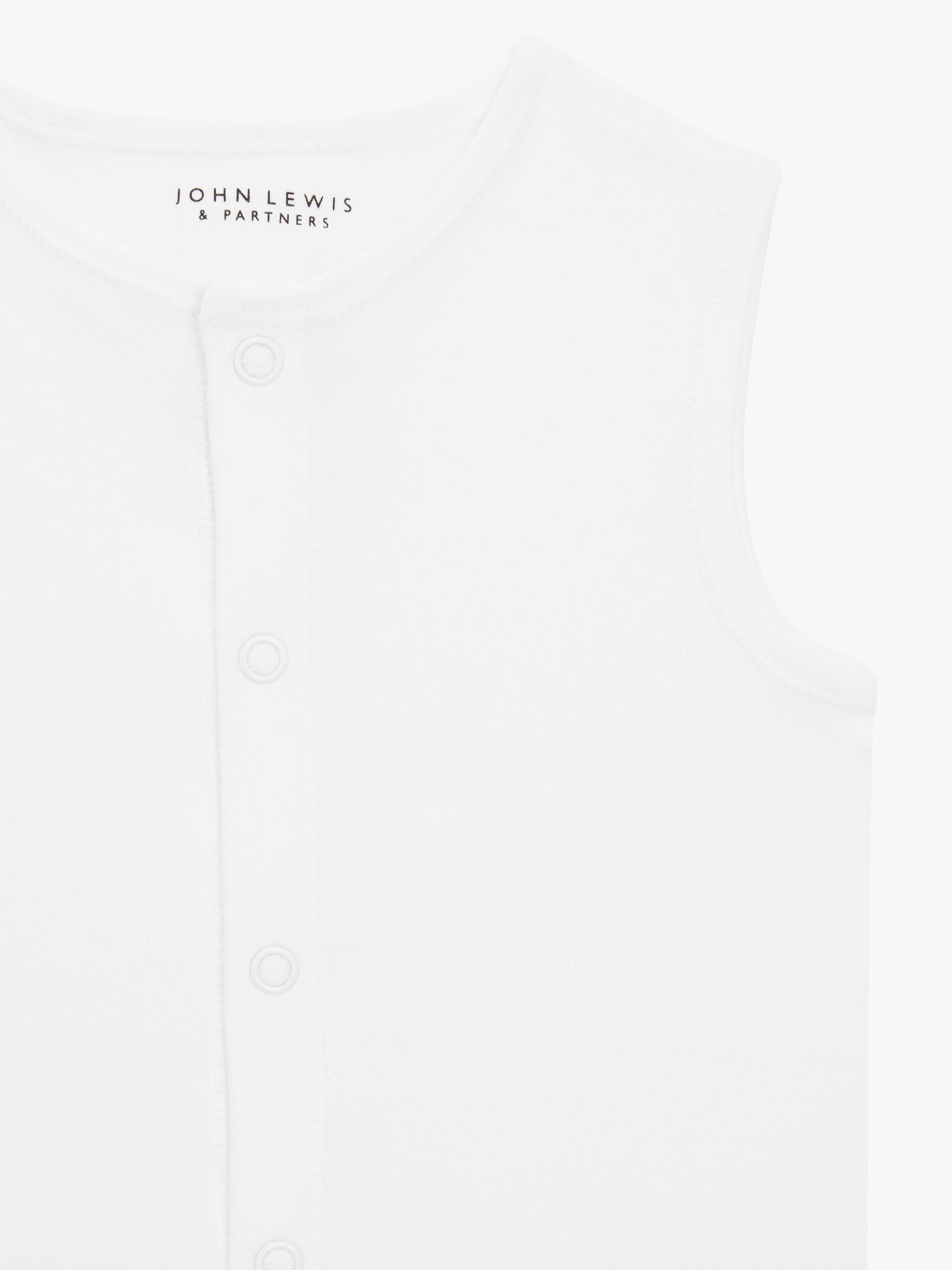 Product image 3 of 3, which shows John Lewis Baby GOTS Organic Sleeveless Adaptive Bodysuit, White, 6-9 months