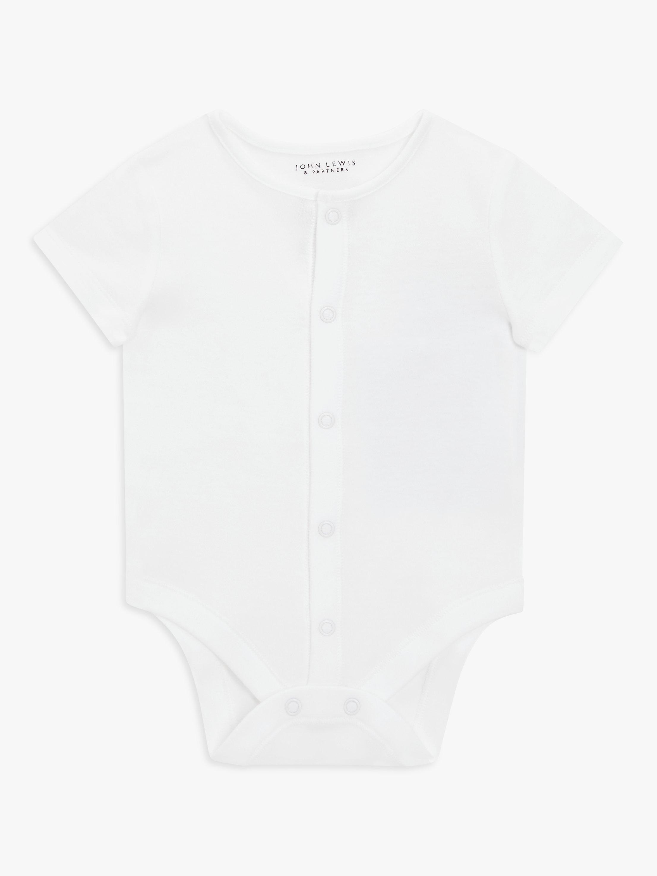 John Lewis Baby GOTS Organic Short Sleeve Adaptive Bodysuit, White