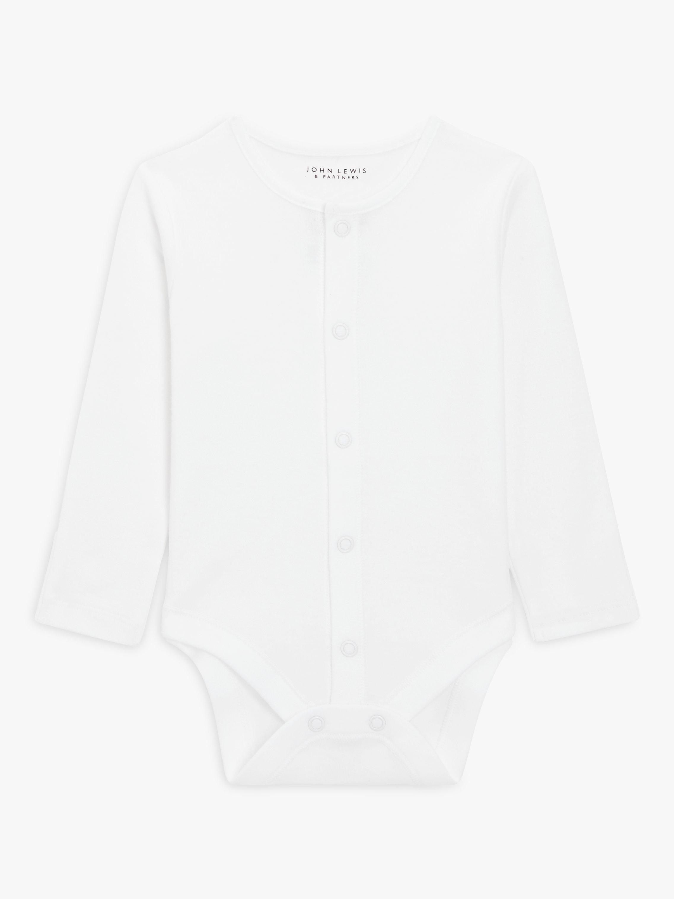 John Lewis Baby GOTS Organic Long Sleeve Adaptive Bodysuit, White