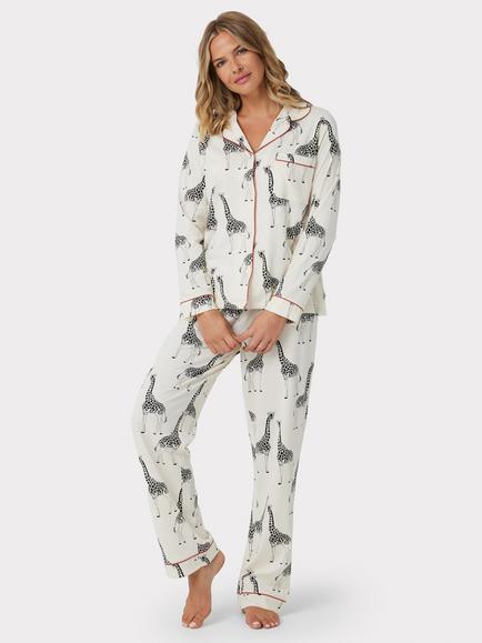 Chelsea Peers Organic Cotton Giraffe Pyjamas, Off White