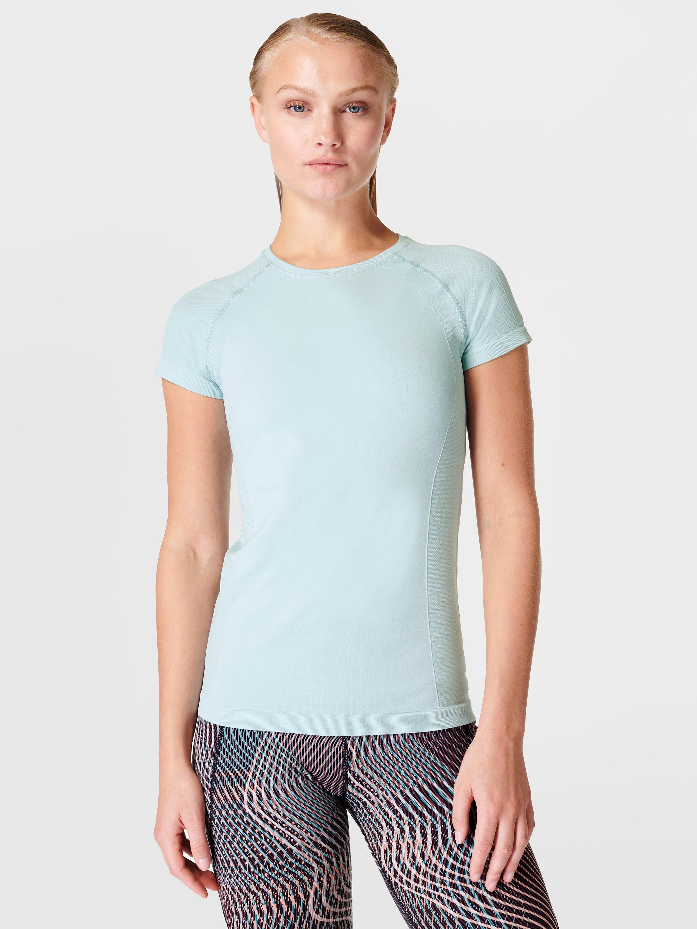 Sweaty Betty Athlete Seamless Workout T-shirt, Blue Chambray