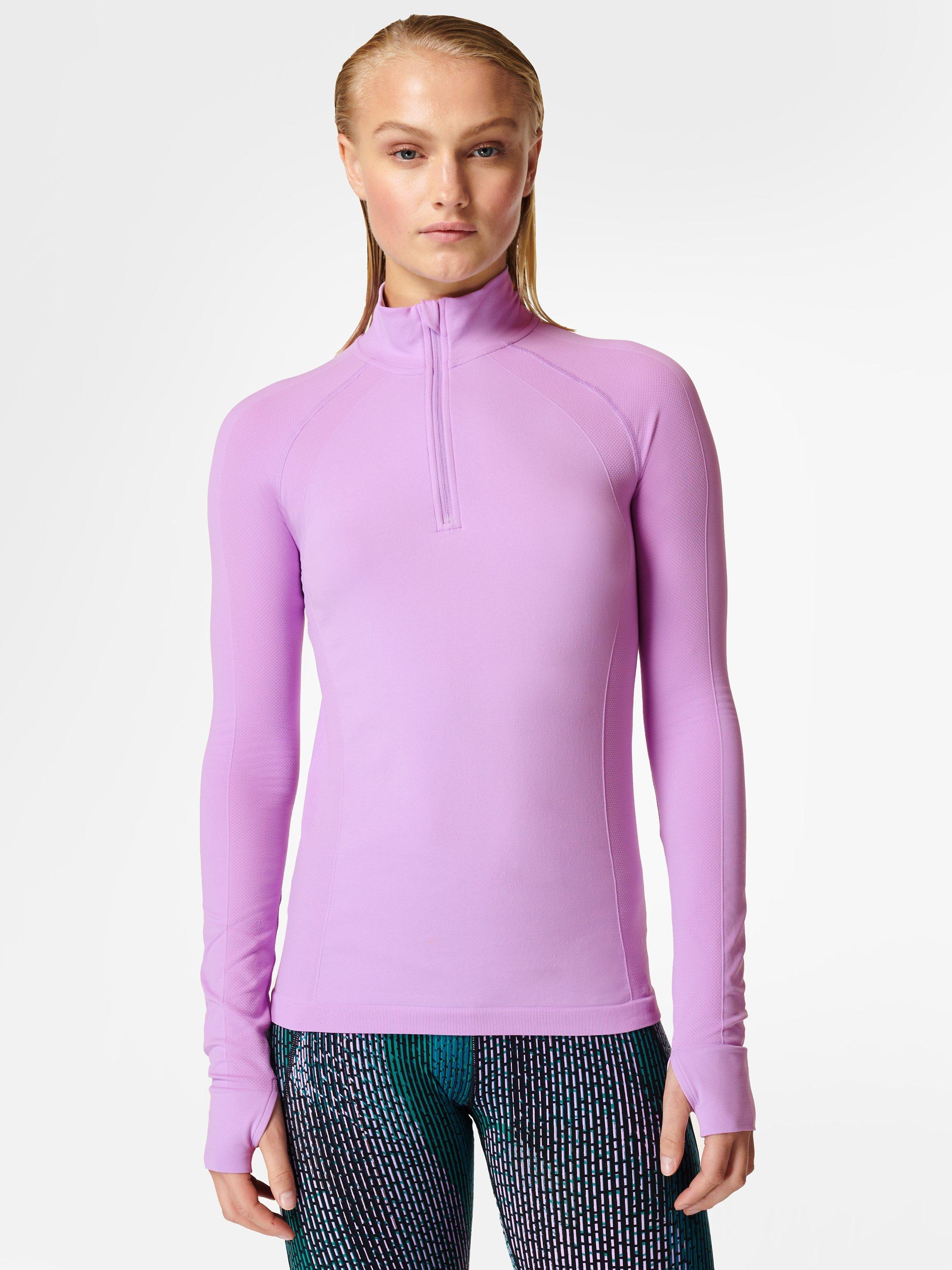 Sweaty Betty Athlete Half Zip Long Sleeve Gym Top, Purple Aubergine