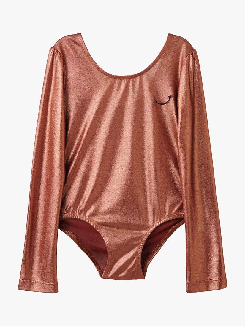 Stych Kids' Metallic Long Sleeve Leotard, Gold