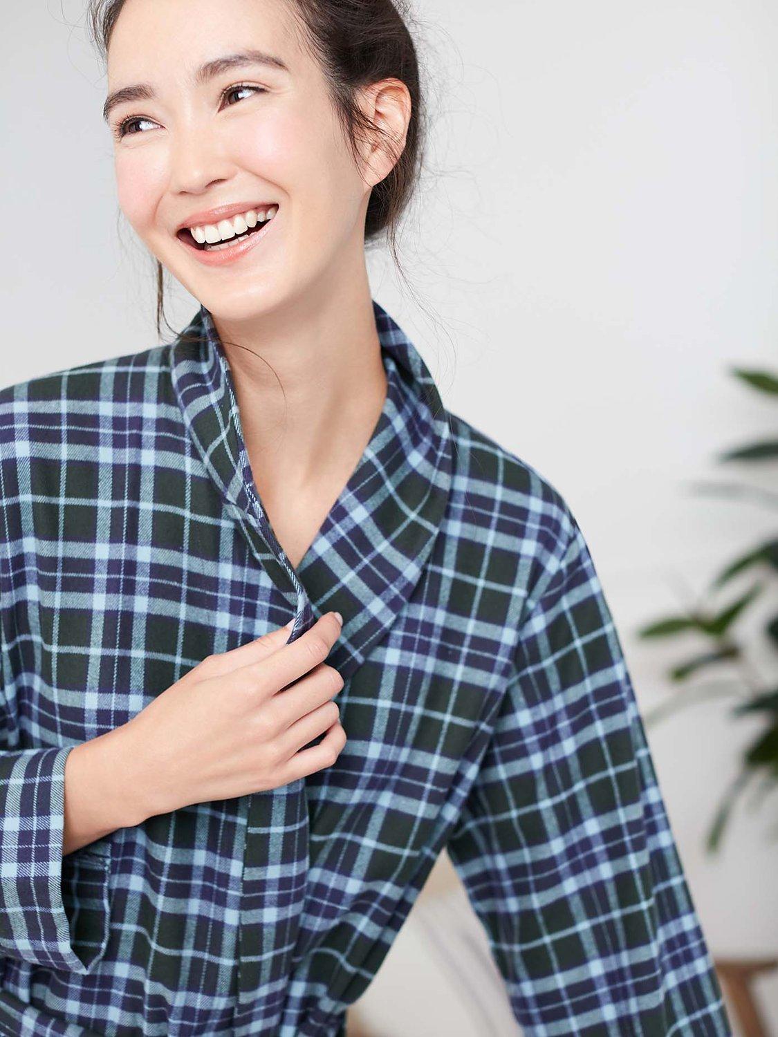 Product image 5 of 7, which shows British Boxers Tartan Brushed Cotton Dressing Gown, Jura, XS