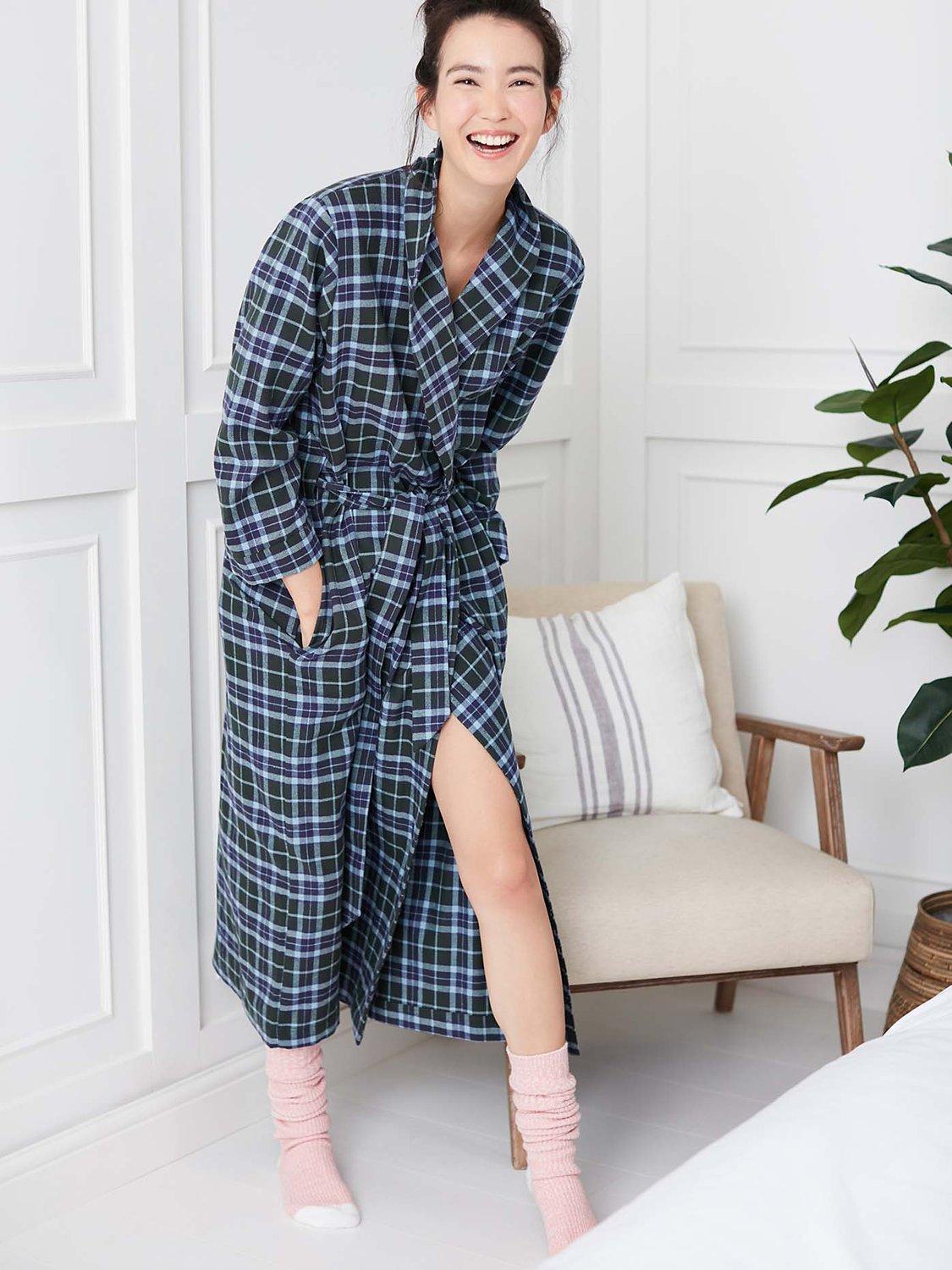 Product image 6 of 7, which shows British Boxers Tartan Brushed Cotton Dressing Gown, Jura, XS