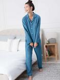 Herringbone Brushed Cotton Pyjama Set, Teal