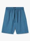 British Boxers Herringbone Brushed Cotton Sleep Shorts, Teal