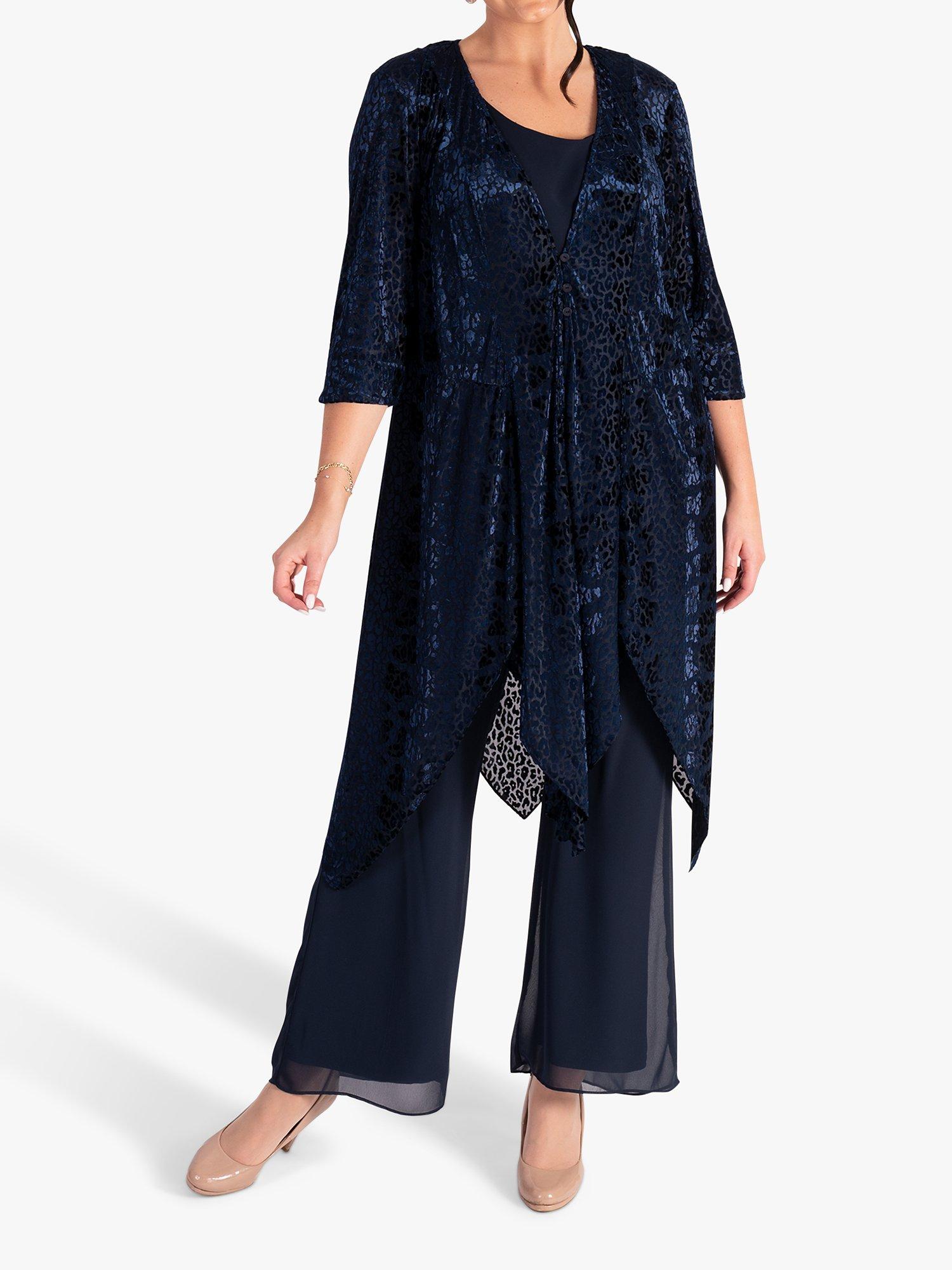 chesca Pixie Leopard Coat, Navy