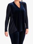 chesca Contrast Sleeves V-Neck Velvet Top